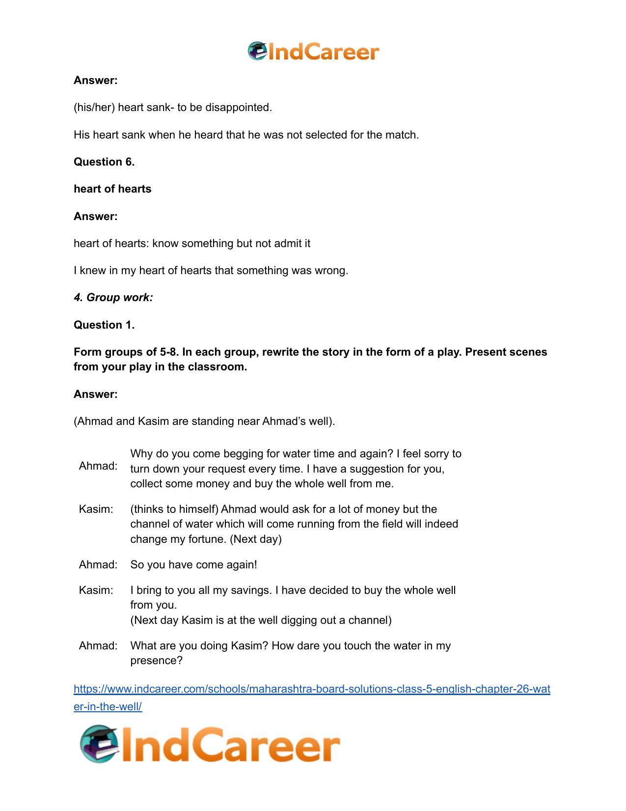 Maharashtra Board Solutions Class 5-English: Chapter 26- Water in the Well - Page 5