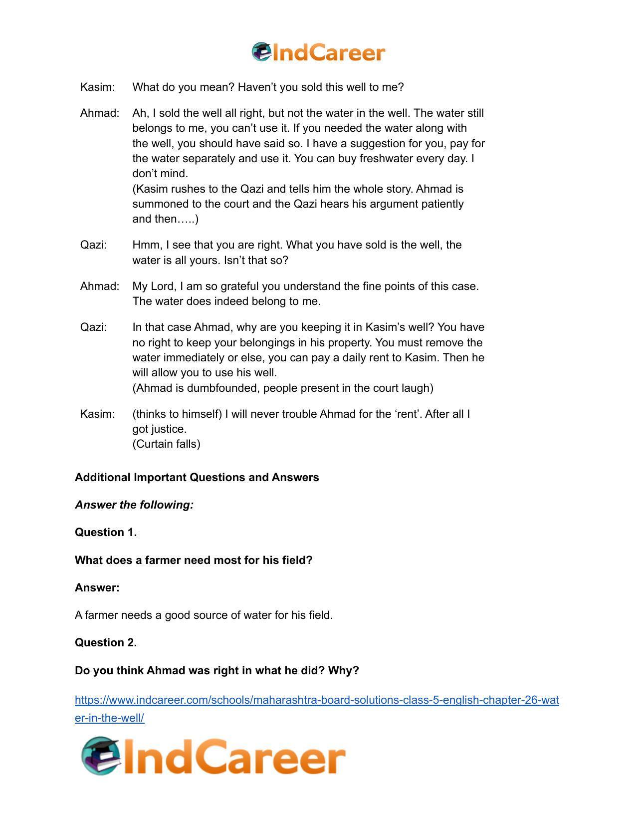 Maharashtra Board Solutions Class 5-English: Chapter 26- Water in the Well - Page 6
