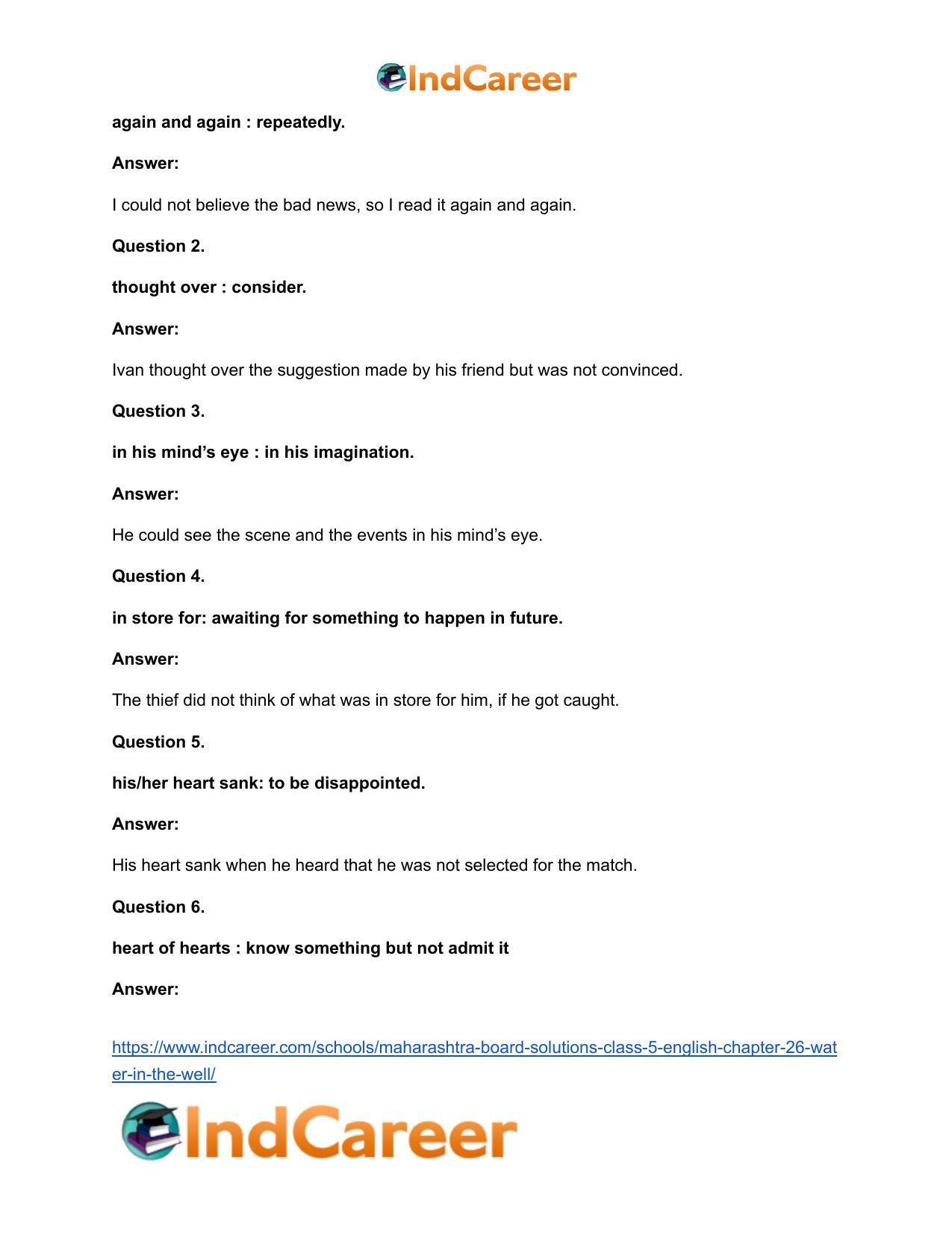 Maharashtra Board Solutions Class 5-English: Chapter 26- Water in the Well - Page 9