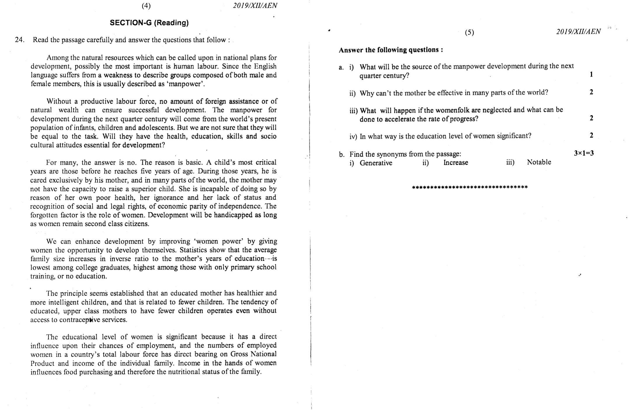 Nagaland Board Class 12 Alternative English 2019 Question Papers - Page 3