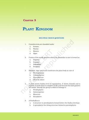 NCERT Exemplar Book for Class 11 Biology: Chapter 3 Plant Kingdom