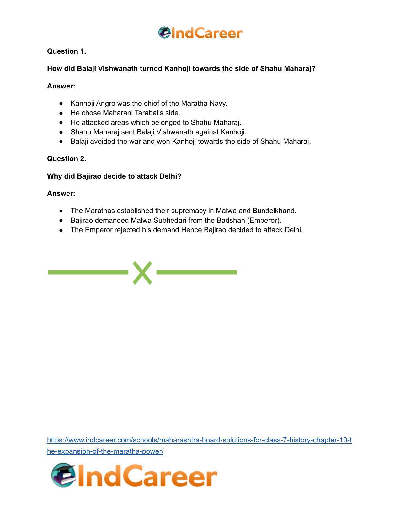 Maharashtra Board Solutions for Class 7- History: Chapter 10- The Expansion of the Maratha Power - Page 16