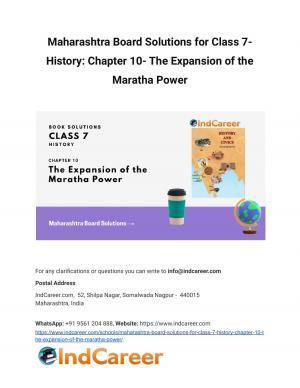 Maharashtra Board Solutions for Class 7- History: Chapter 10- The Expansion of the Maratha Power