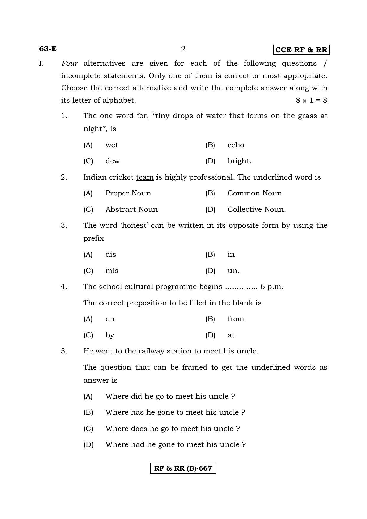 Karnataka SSLC Third Language English-B Question Paper 2020 - Page 2