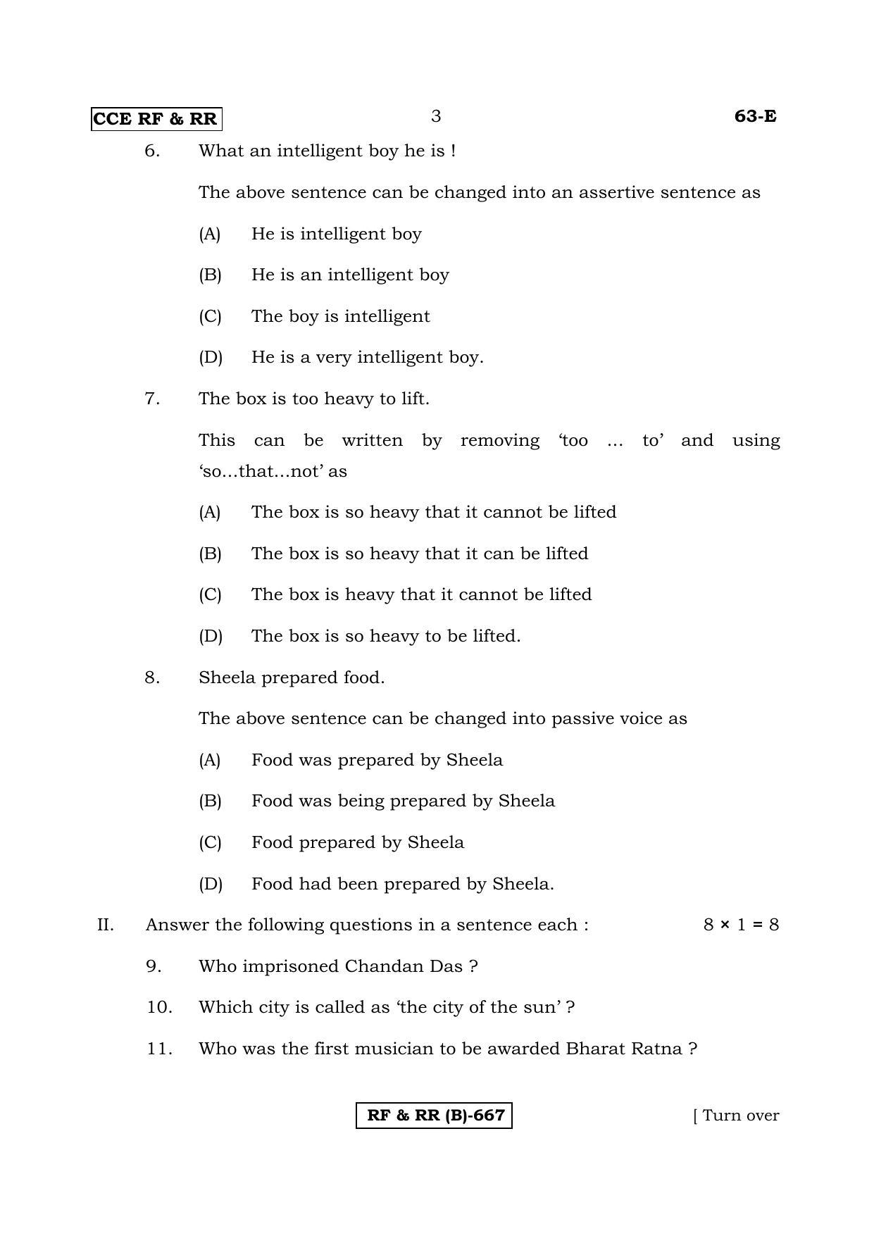 Karnataka SSLC Third Language English-B Question Paper 2020 - Page 3