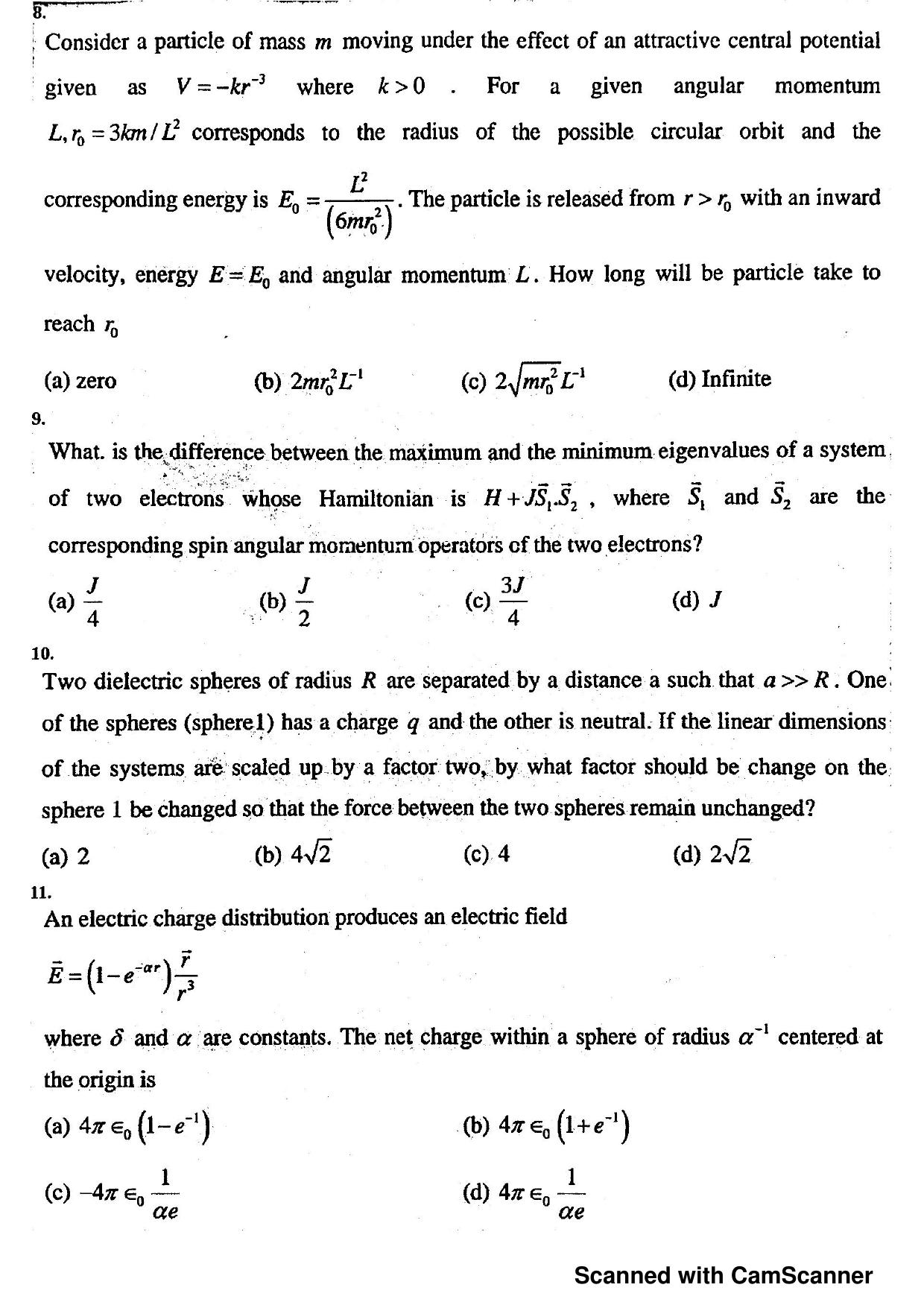 JEST 2018 Physics Question Paper with  Answer key - Page 3