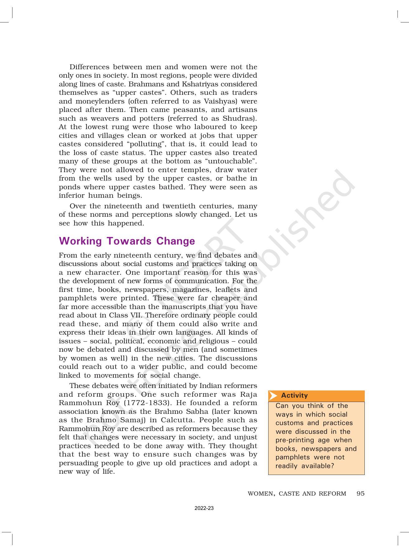 NCERT Book for Class 8 History Chapter 9 Women, Caste and Reform - Page 2