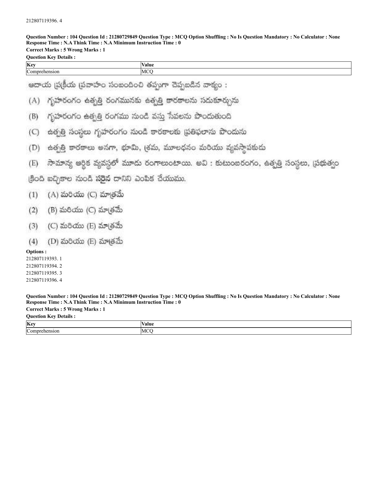 CUET 2023 Domestic Shift 2 Question Papers - 21 June 2023 - Page 88