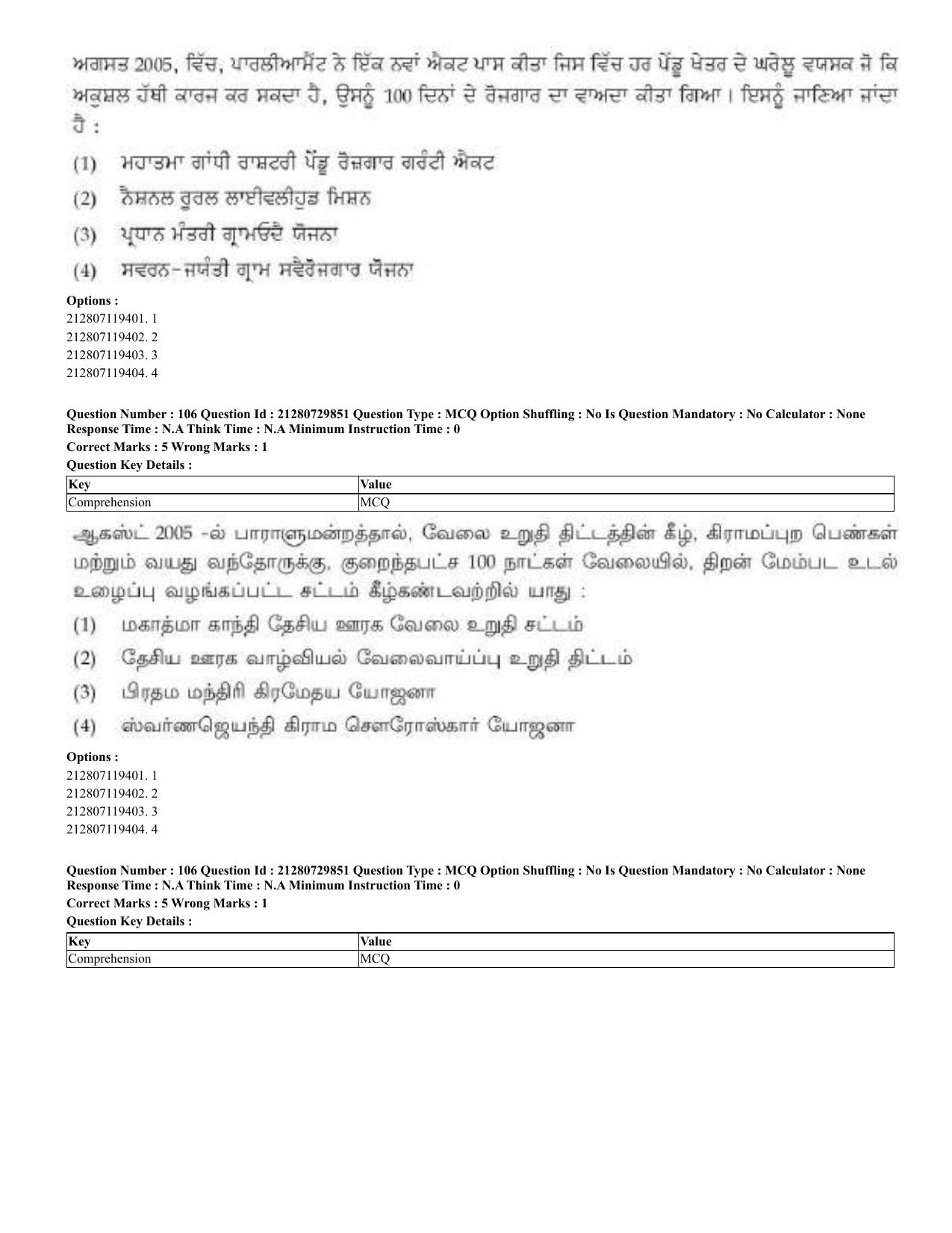 CUET 2023 Domestic Shift 2 Question Papers - 21 June 2023 - Page 98