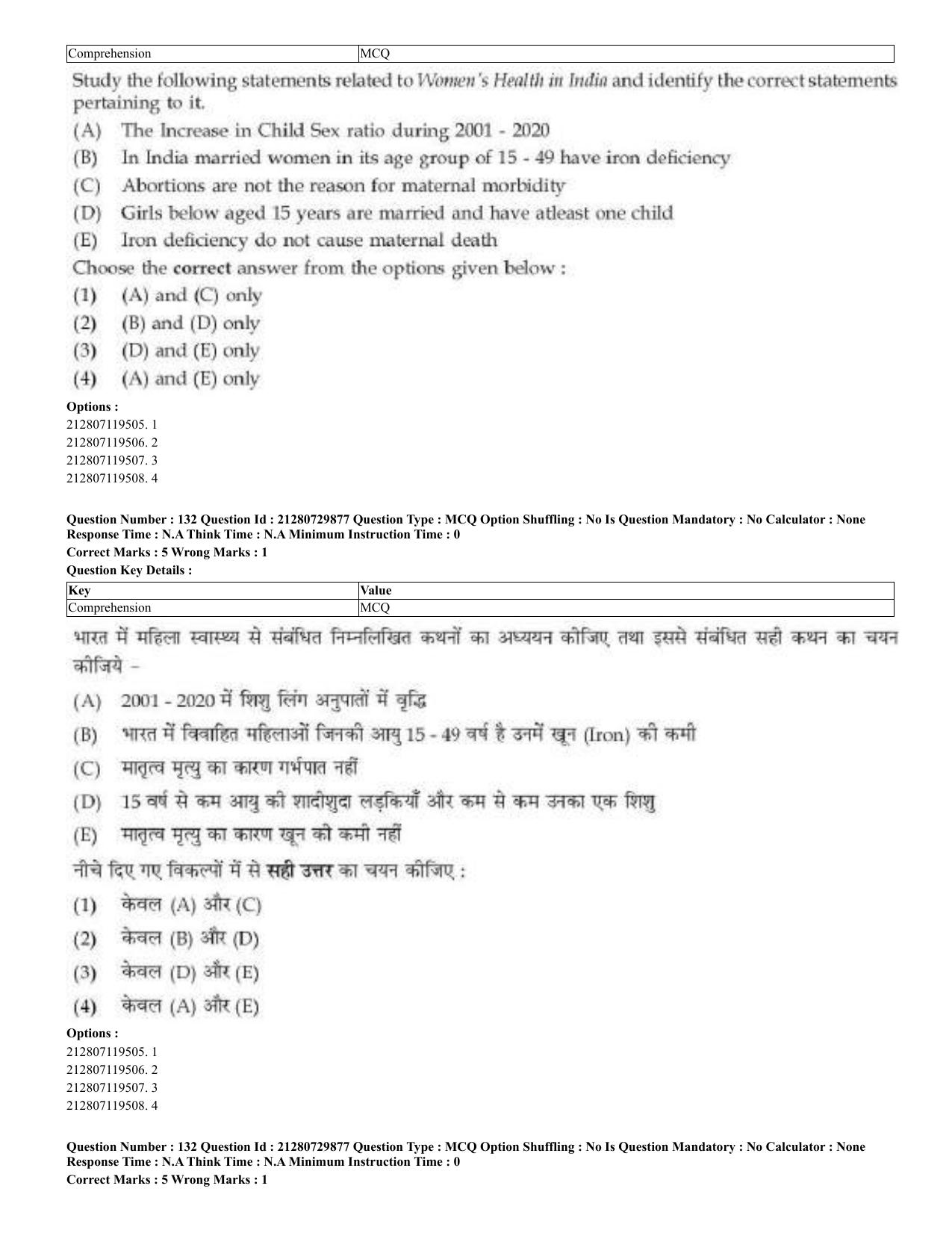 CUET 2023 Domestic Shift 2 Question Papers - 21 June 2023 - Page 241