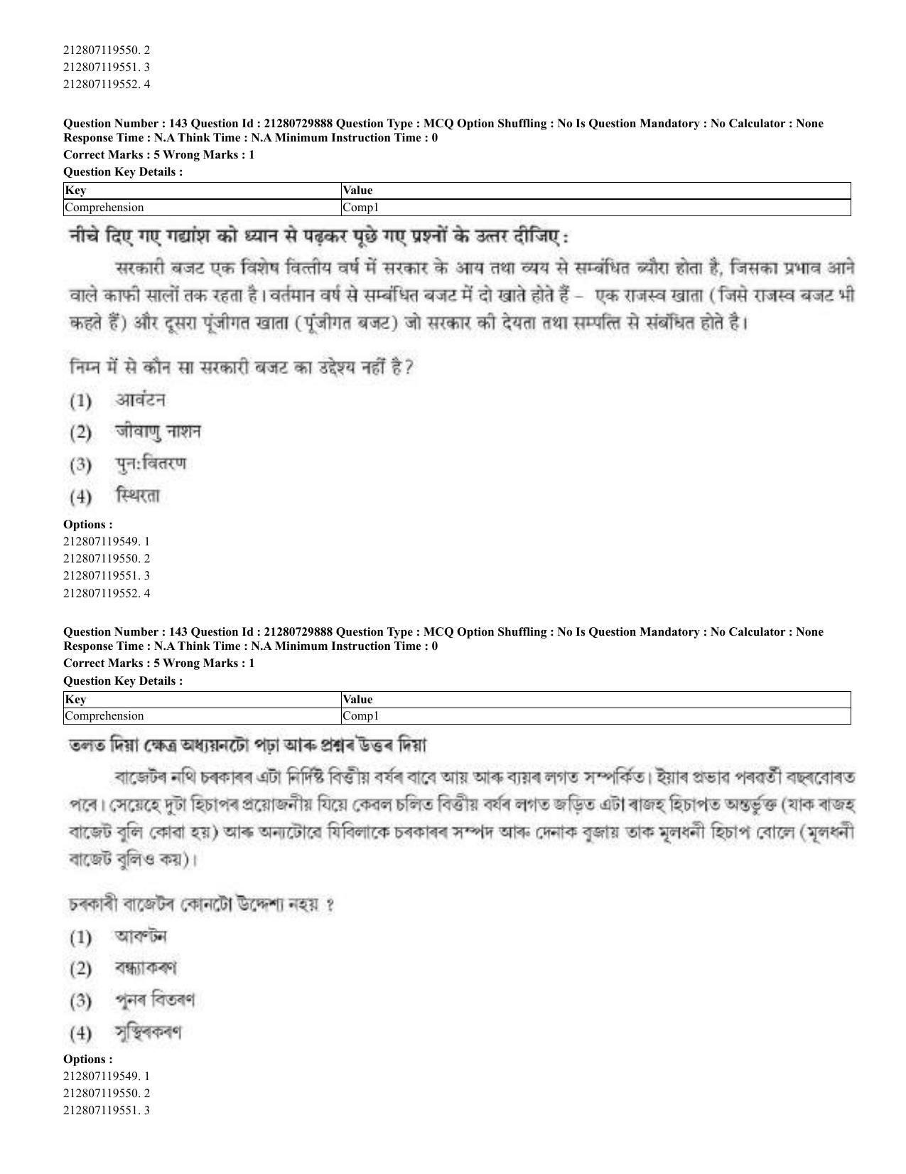 CUET 2023 Domestic Shift 2 Question Papers - 21 June 2023 - Page 310