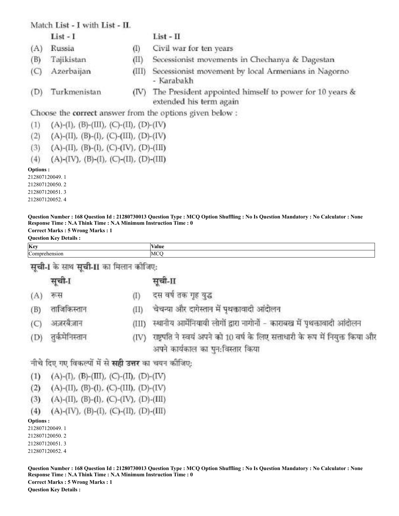 CUET 2023 Domestic Shift 2 Question Papers - 21 June 2023 - Page 456