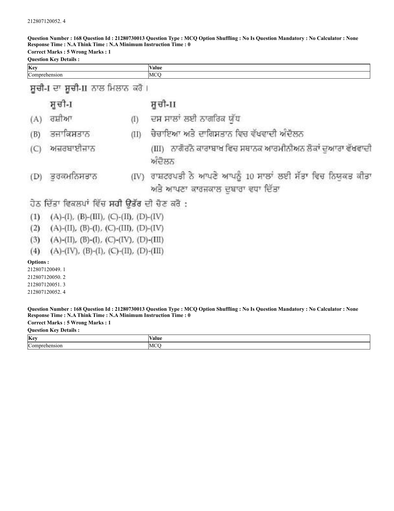CUET 2023 Domestic Shift 2 Question Papers - 21 June 2023 - Page 461