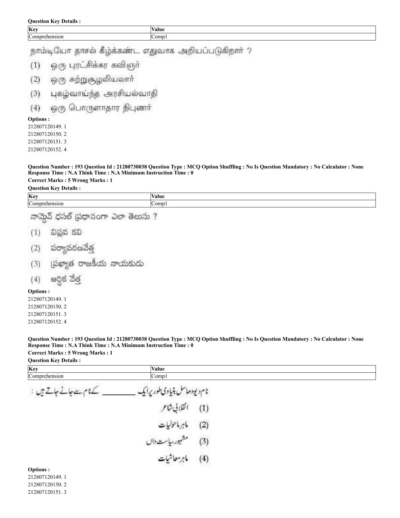 CUET 2023 Domestic Shift 2 Question Papers - 21 June 2023 - Page 604