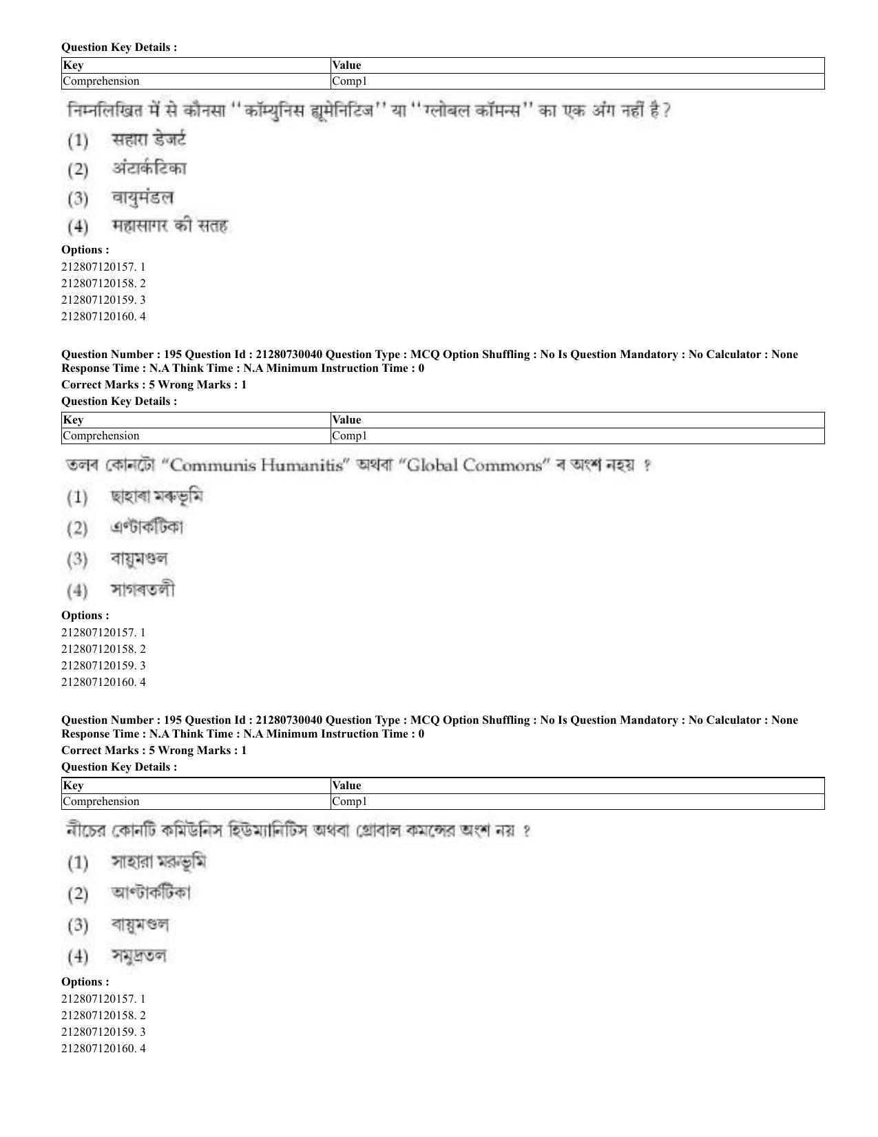 CUET 2023 Domestic Shift 2 Question Papers - 21 June 2023 - Page 610
