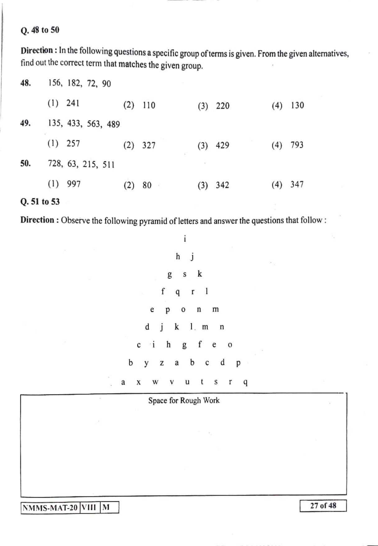 MAT MARATHI 2020-21 Class 8 Maharashtra NMMS Question Papers - Page 27
