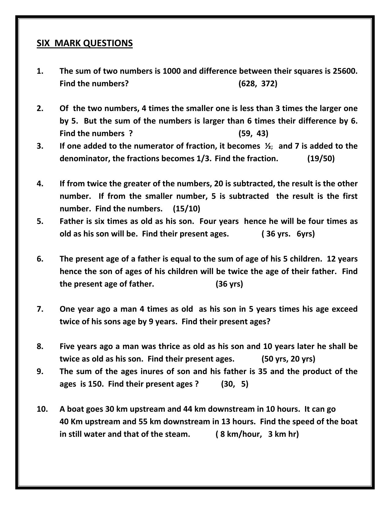 CBSE Worksheets for Class 10 Maths SA1 Assignment 2 - Page 3