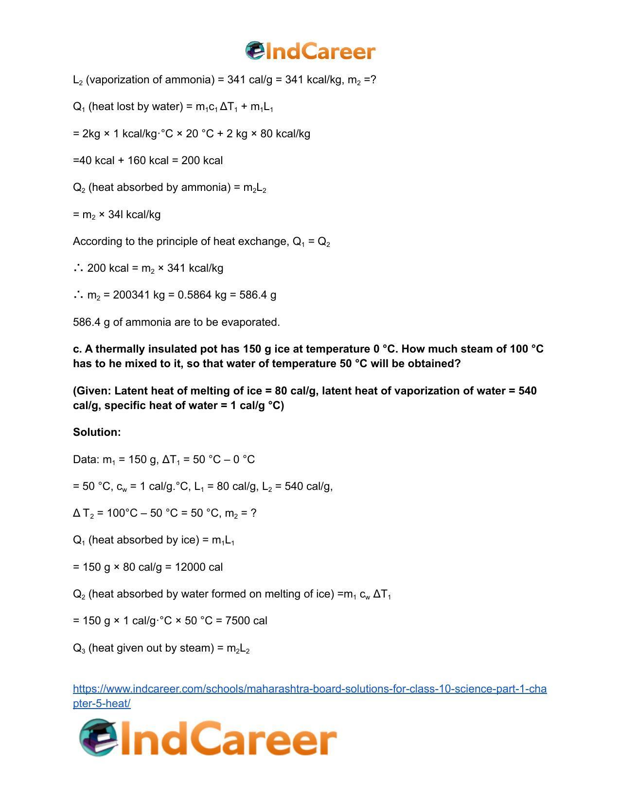 Maharashtra Board Solutions for Class 10- Science (Part 1): Chapter 5- Heat - Page 10