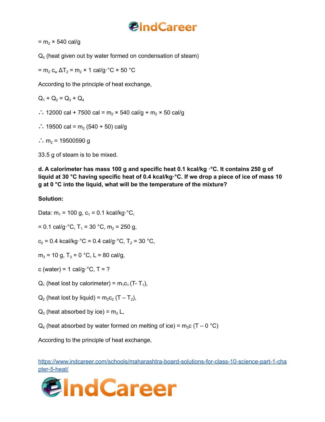 Maharashtra Board Solutions for Class 10- Science (Part 1): Chapter 5- Heat - Page 11