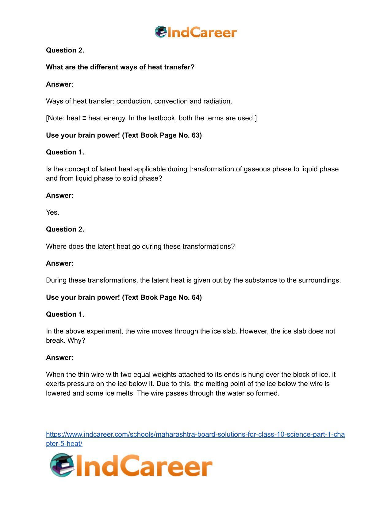 Maharashtra Board Solutions for Class 10- Science (Part 1): Chapter 5- Heat - Page 13