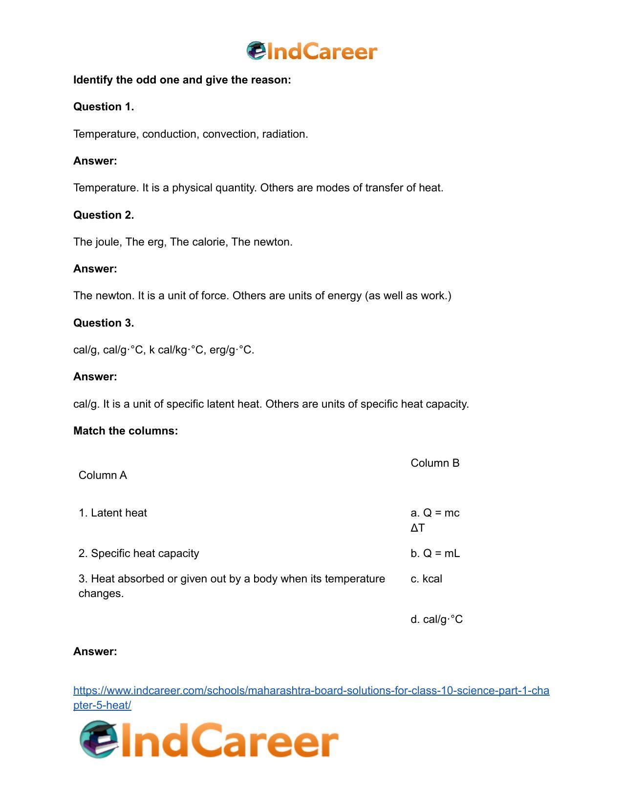 Maharashtra Board Solutions for Class 10- Science (Part 1): Chapter 5- Heat - Page 24
