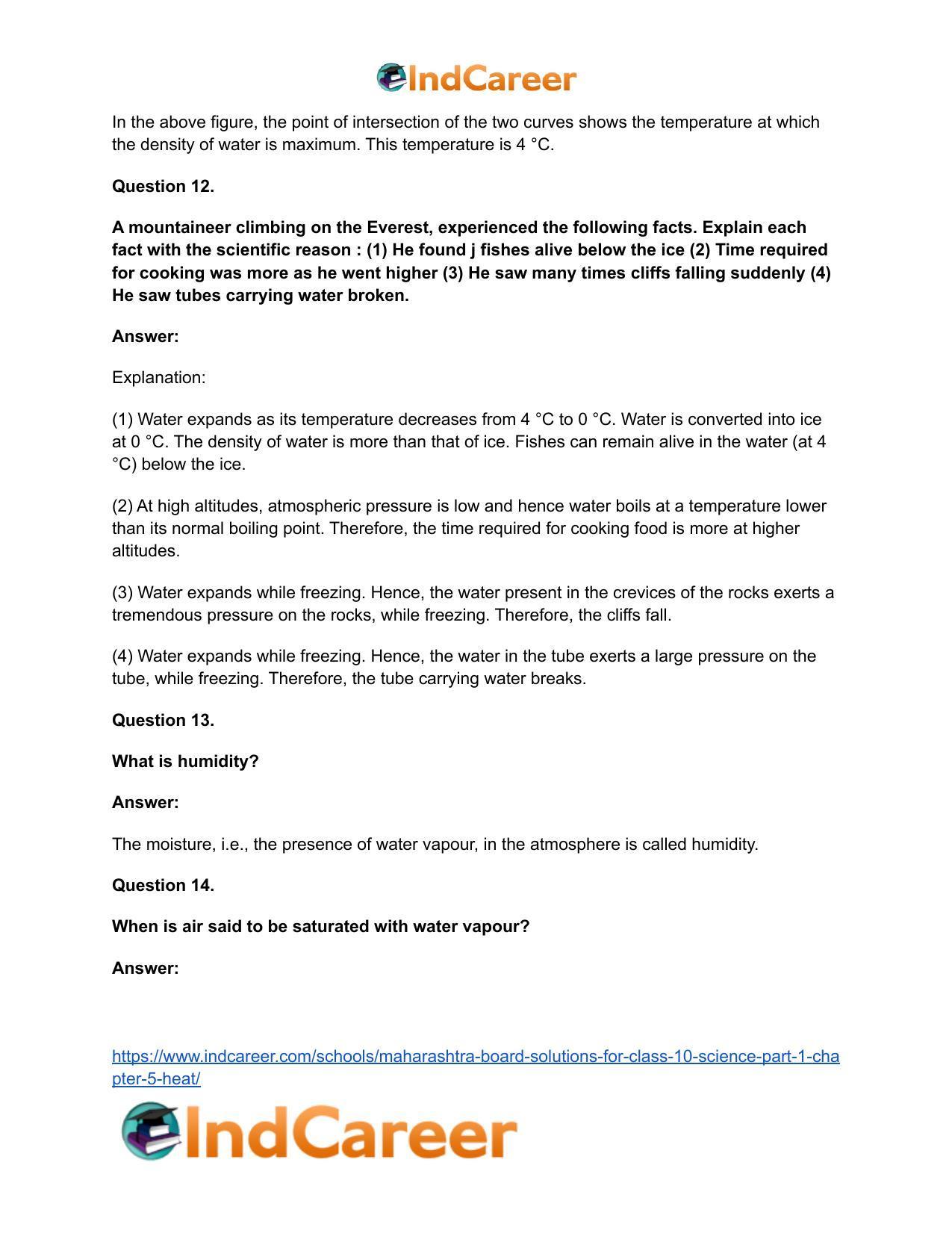 Maharashtra Board Solutions for Class 10- Science (Part 1): Chapter 5- Heat - Page 32