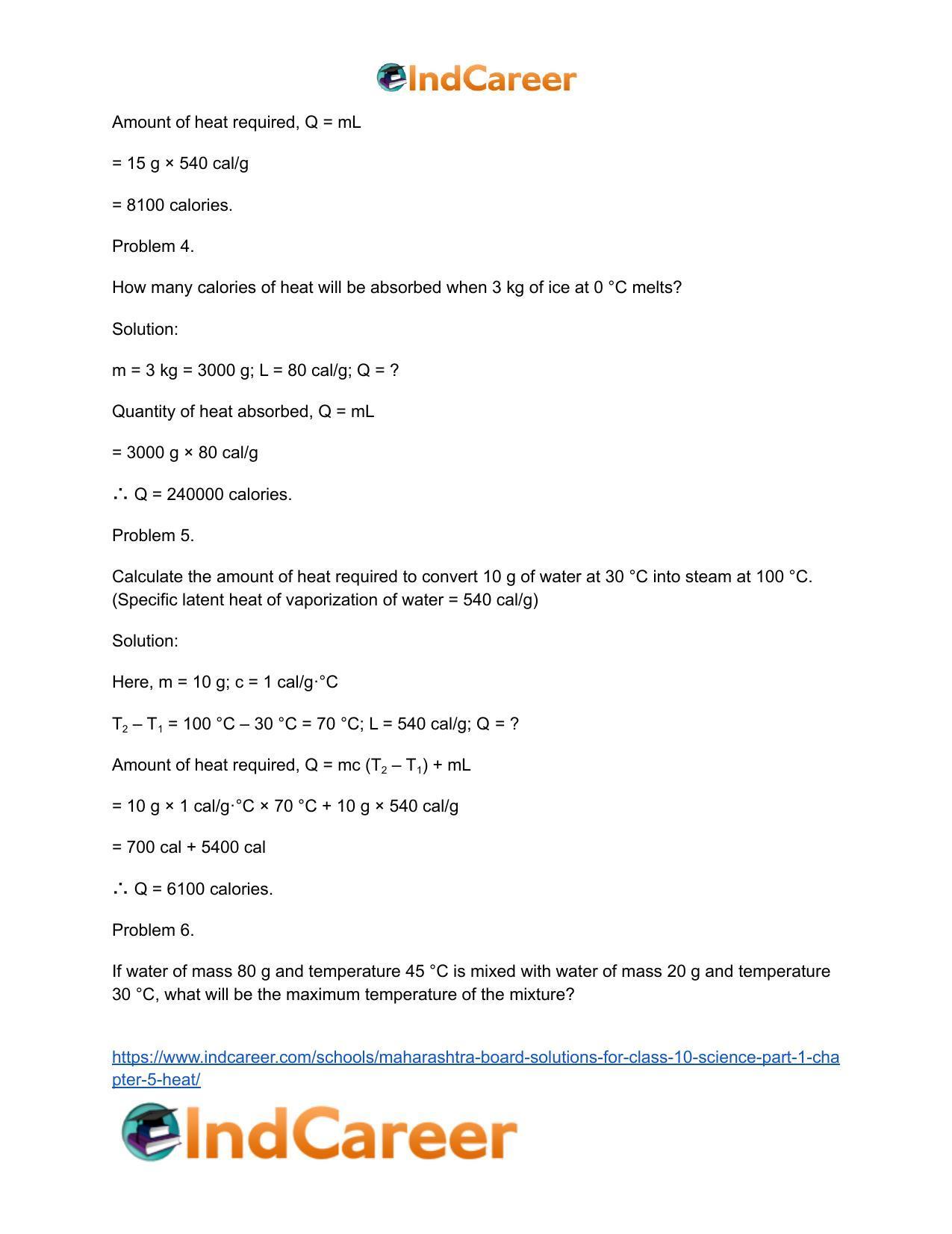 Maharashtra Board Solutions for Class 10- Science (Part 1): Chapter 5- Heat - Page 44