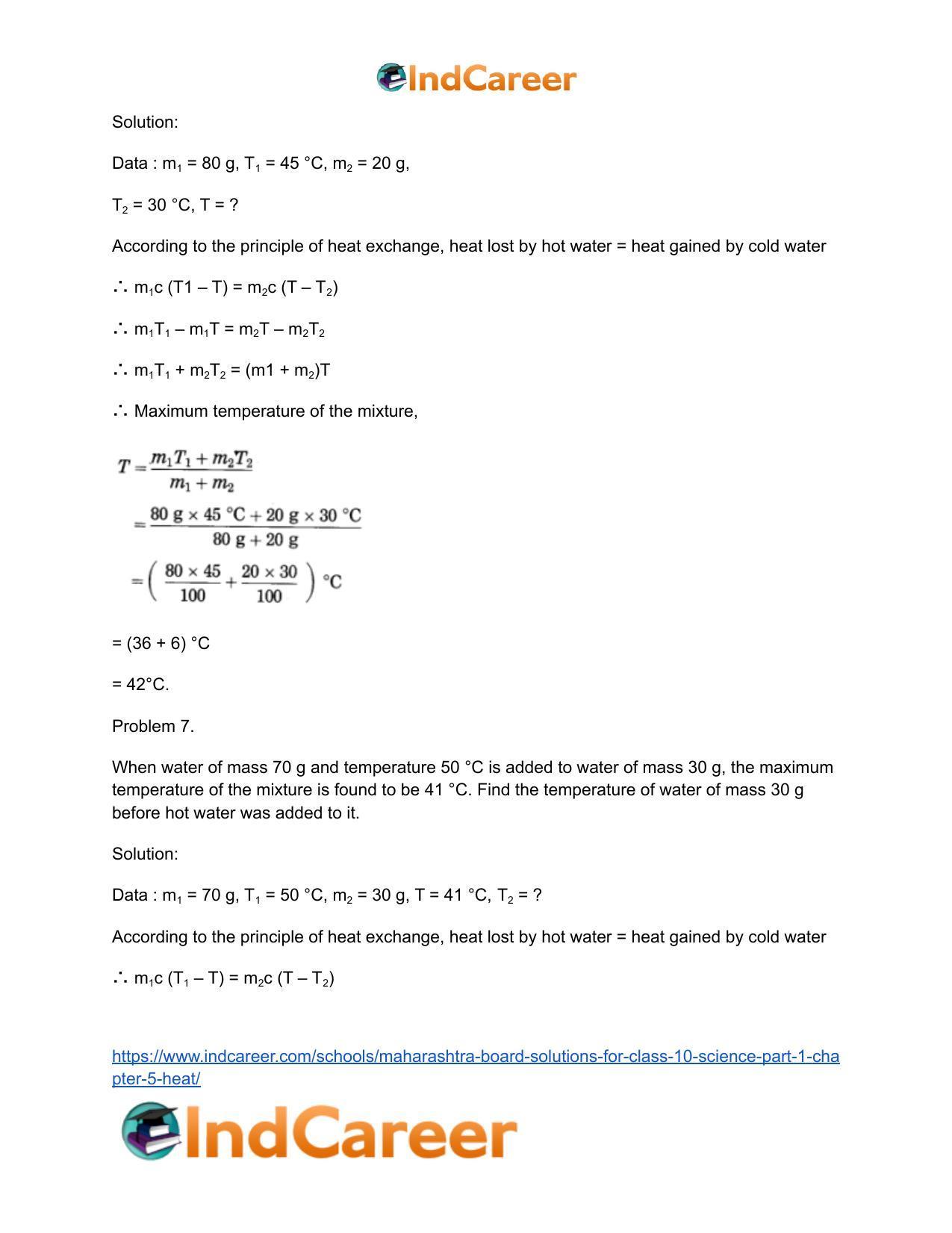 Maharashtra Board Solutions for Class 10- Science (Part 1): Chapter 5- Heat - Page 45