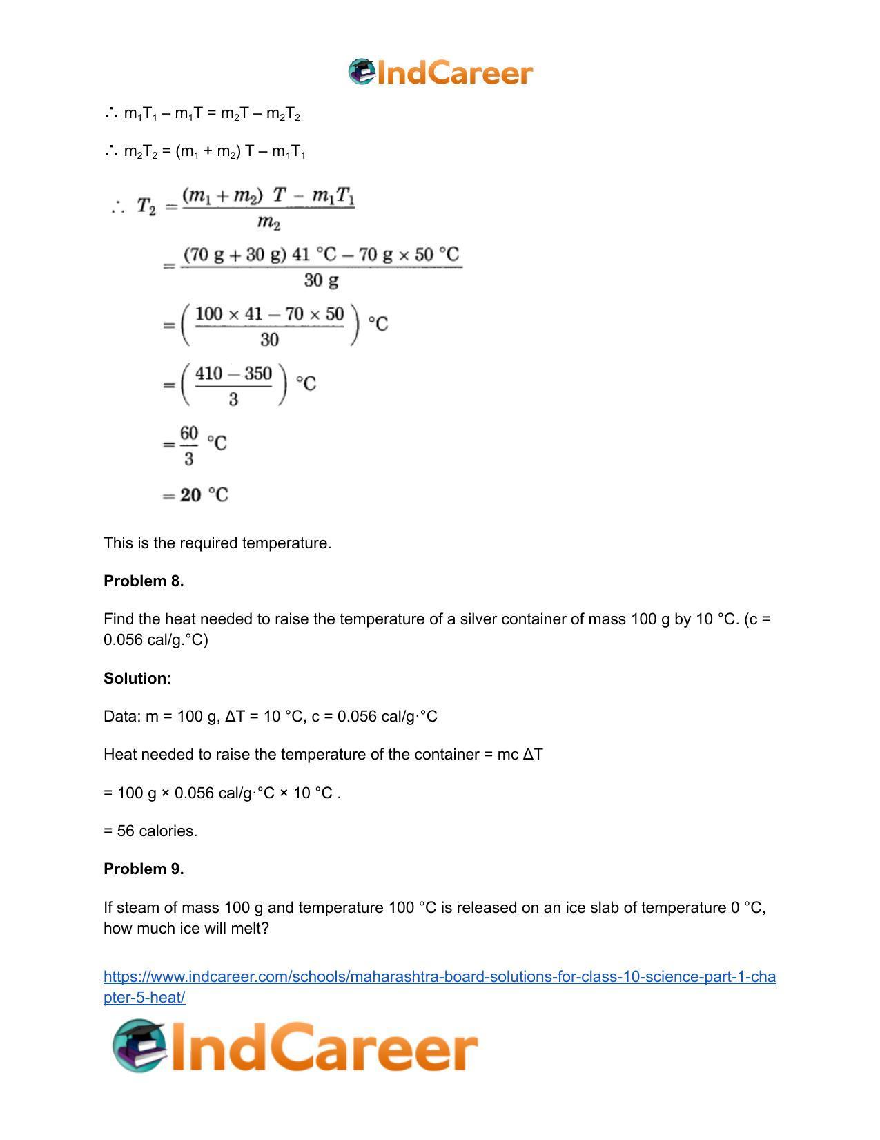 Maharashtra Board Solutions for Class 10- Science (Part 1): Chapter 5- Heat - Page 46