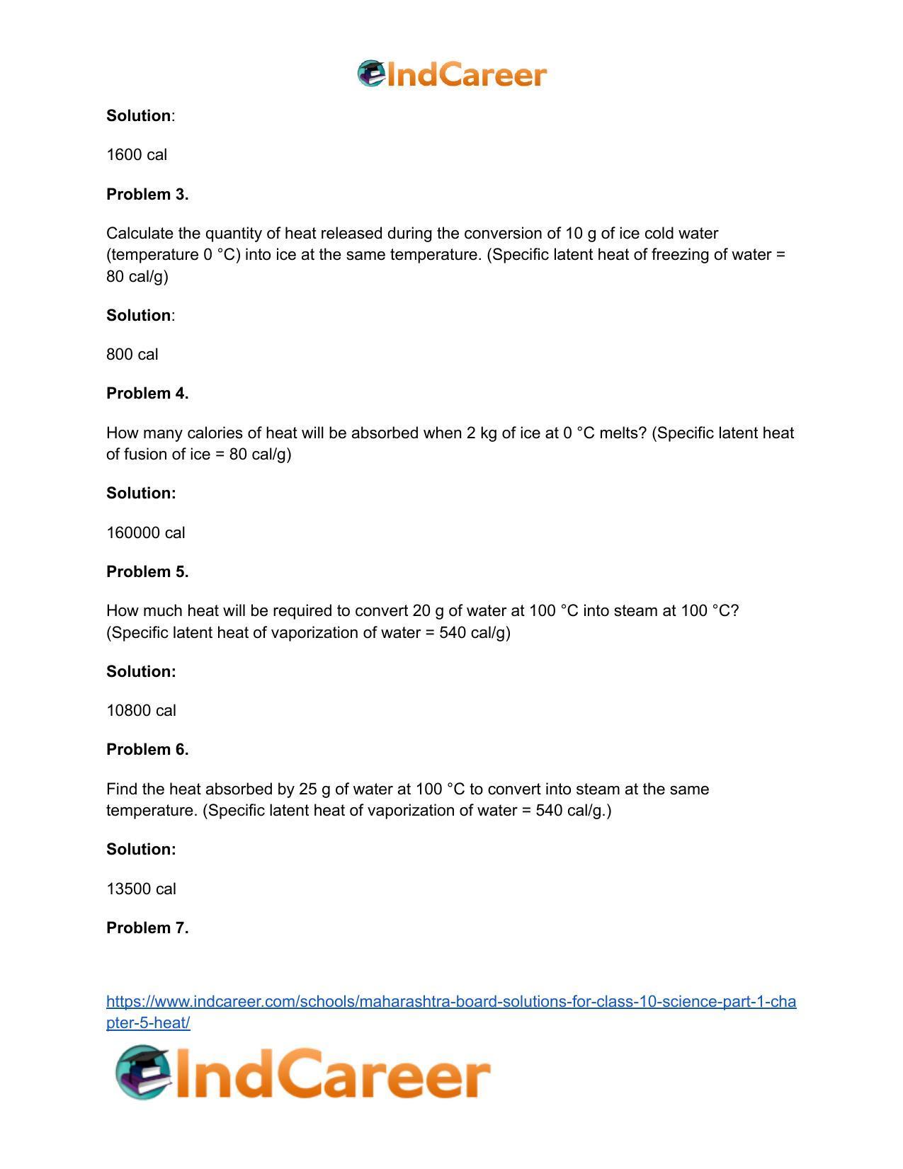 Maharashtra Board Solutions for Class 10- Science (Part 1): Chapter 5- Heat - Page 48