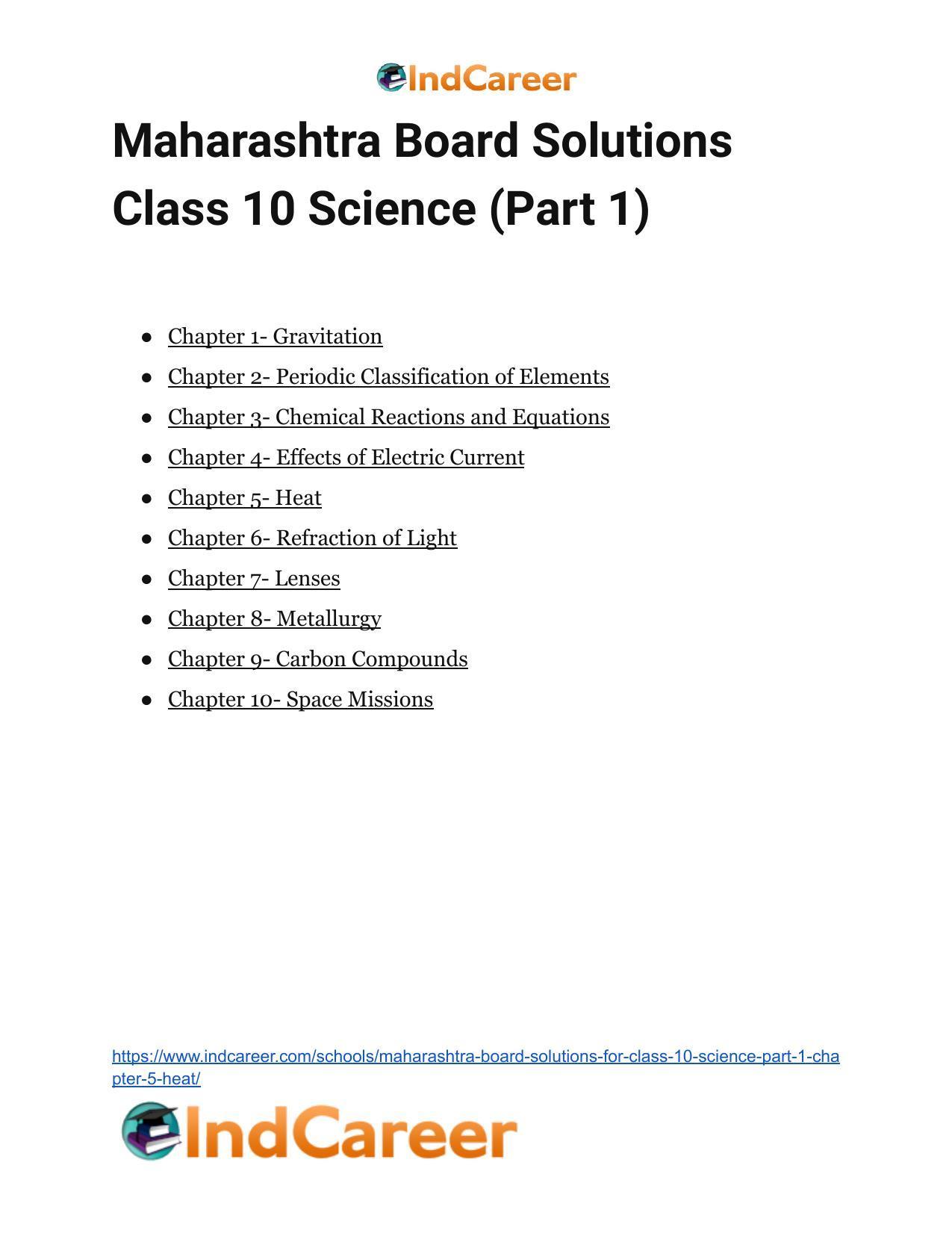Maharashtra Board Solutions for Class 10- Science (Part 1): Chapter 5- Heat - Page 51