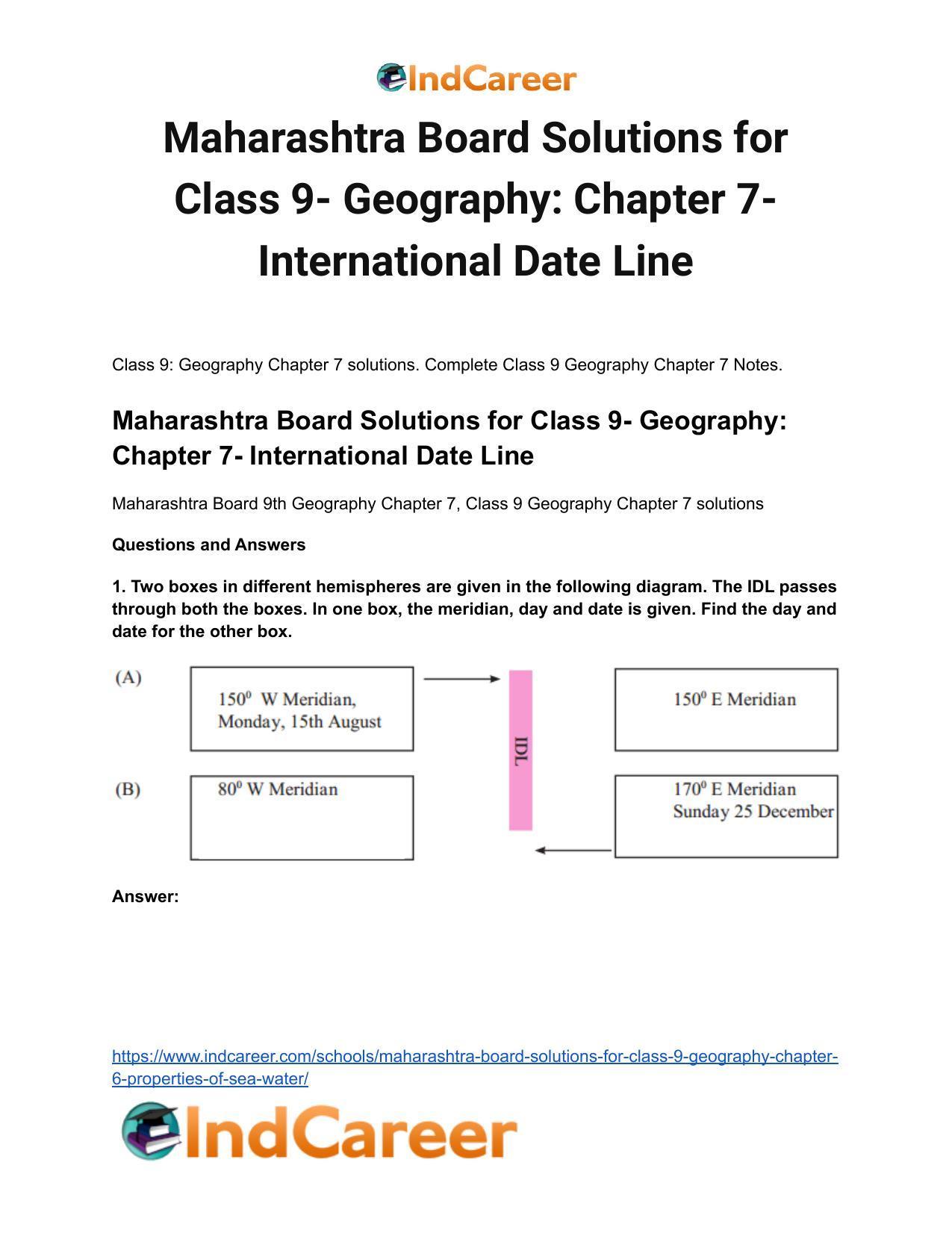 Maharashtra Board Solutions for Class 9- Geography: Chapter 7- International Date Line - Page 2