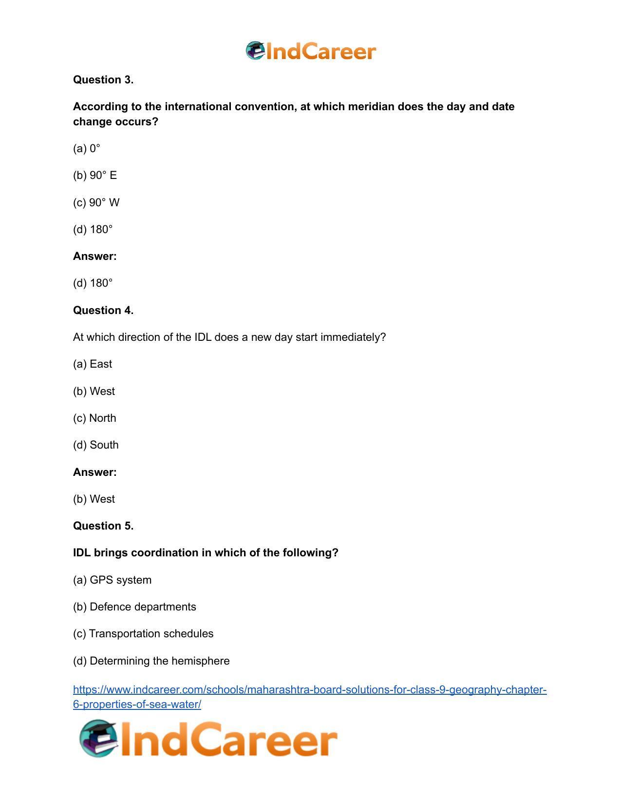 Maharashtra Board Solutions for Class 9- Geography: Chapter 7- International Date Line - Page 4