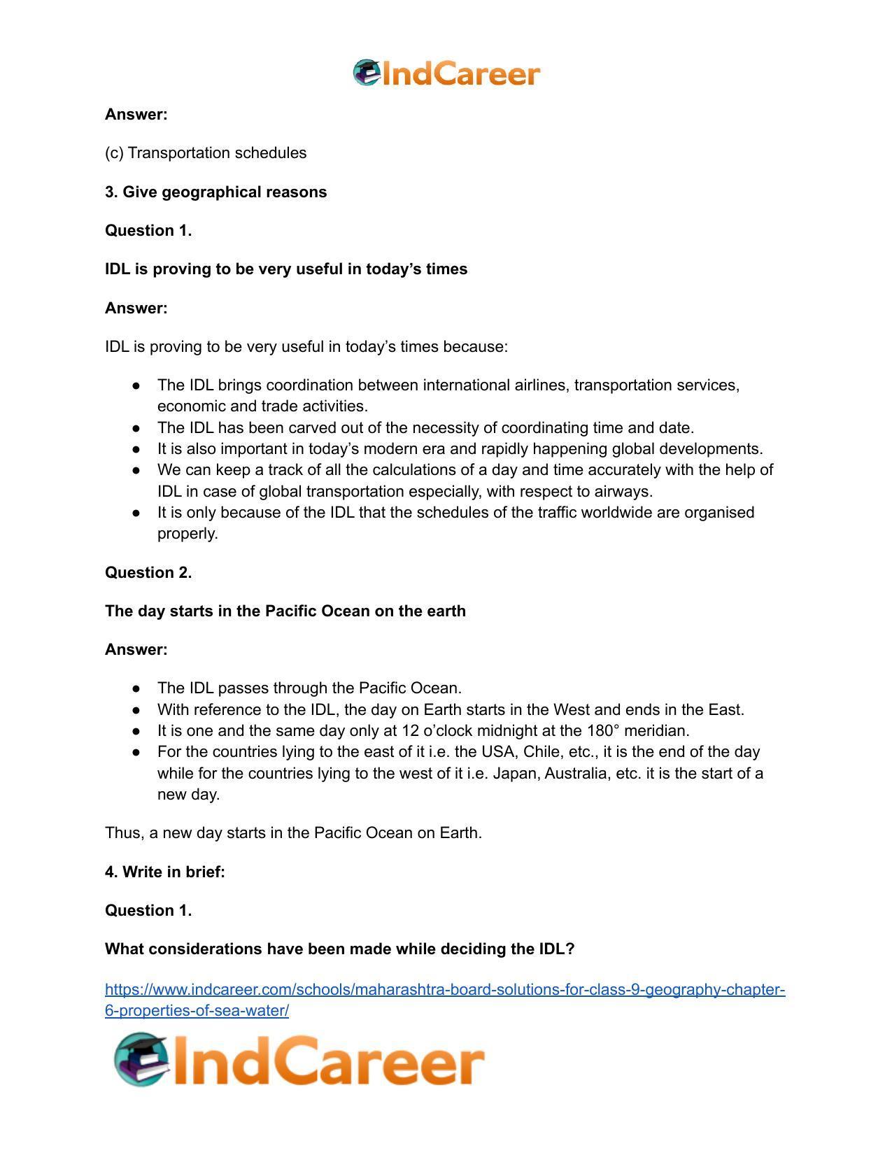 Maharashtra Board Solutions for Class 9- Geography: Chapter 7- International Date Line - Page 5