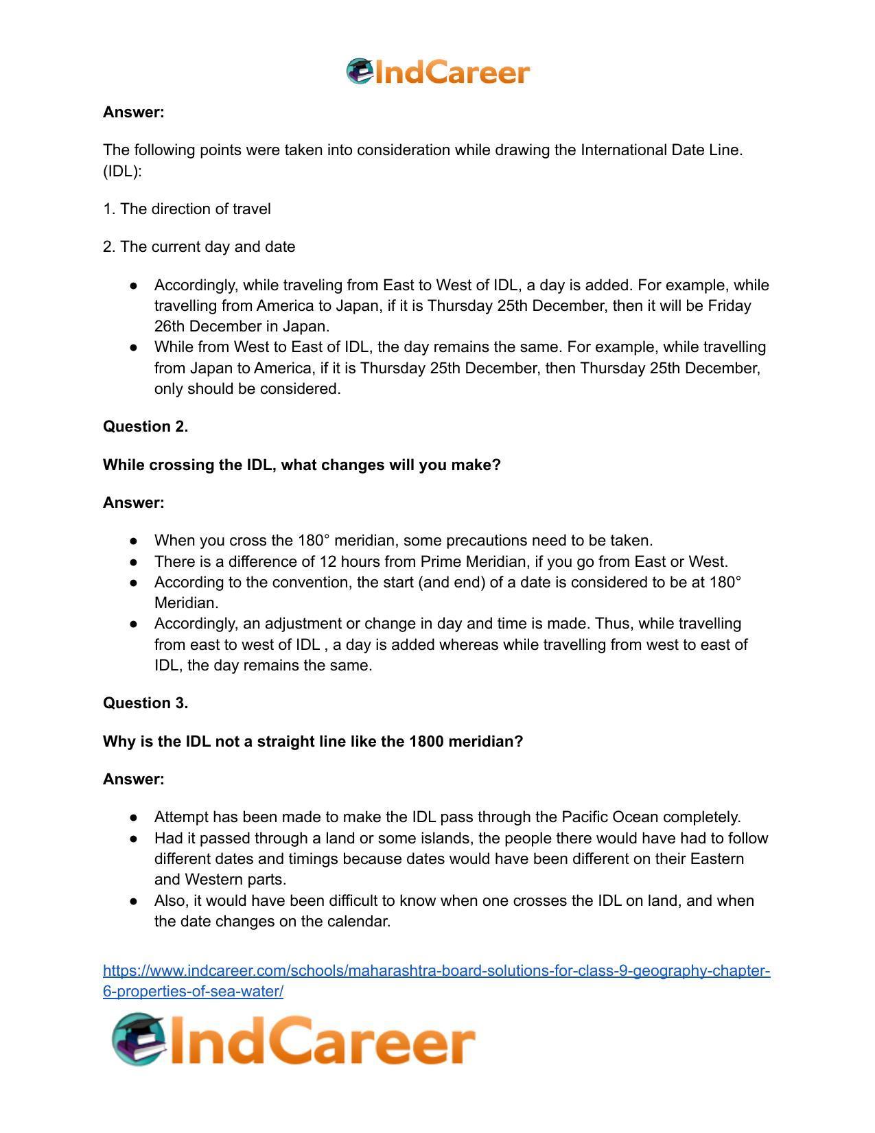 Maharashtra Board Solutions for Class 9- Geography: Chapter 7- International Date Line - Page 6