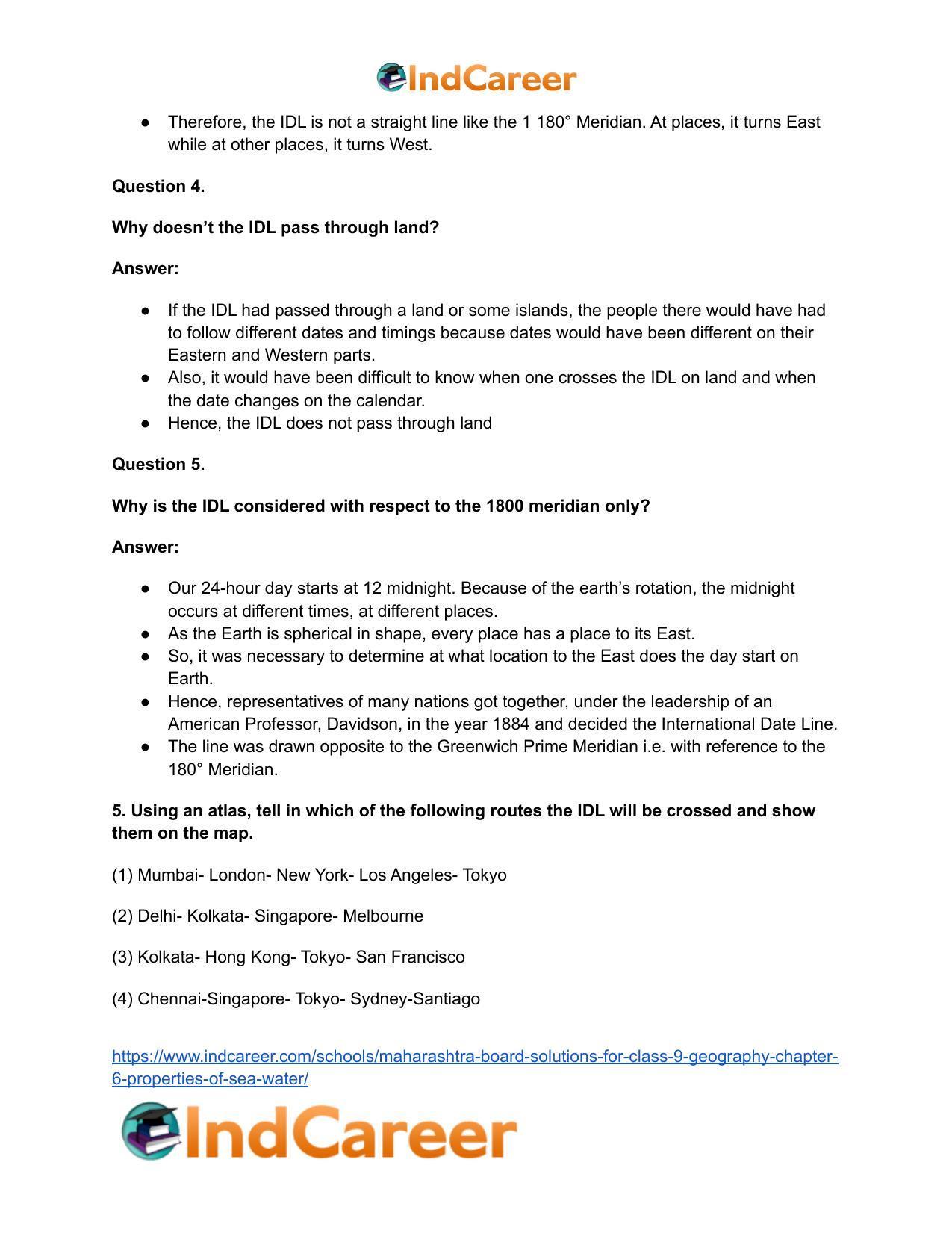 Maharashtra Board Solutions for Class 9- Geography: Chapter 7- International Date Line - Page 7