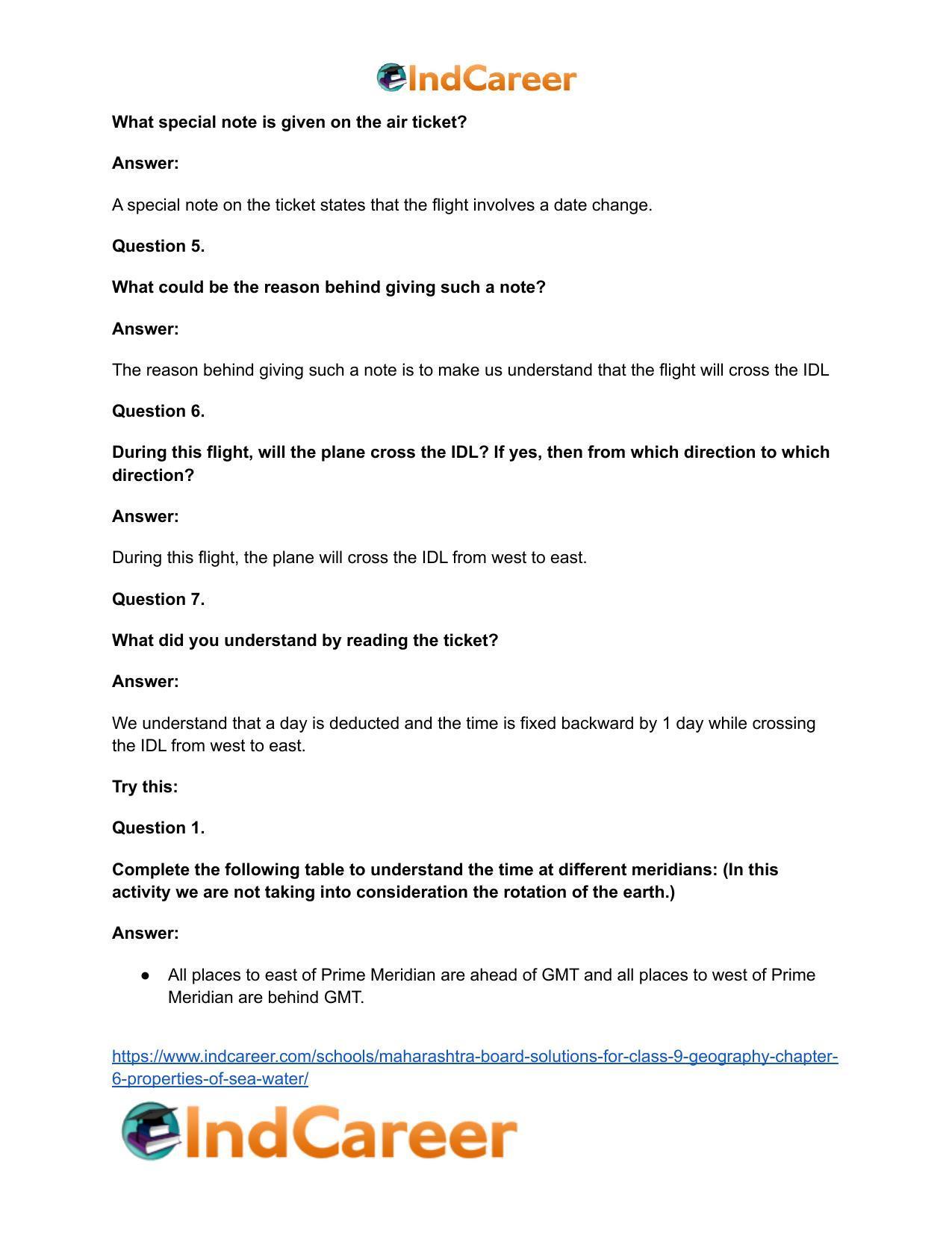 Maharashtra Board Solutions for Class 9- Geography: Chapter 7- International Date Line - Page 10