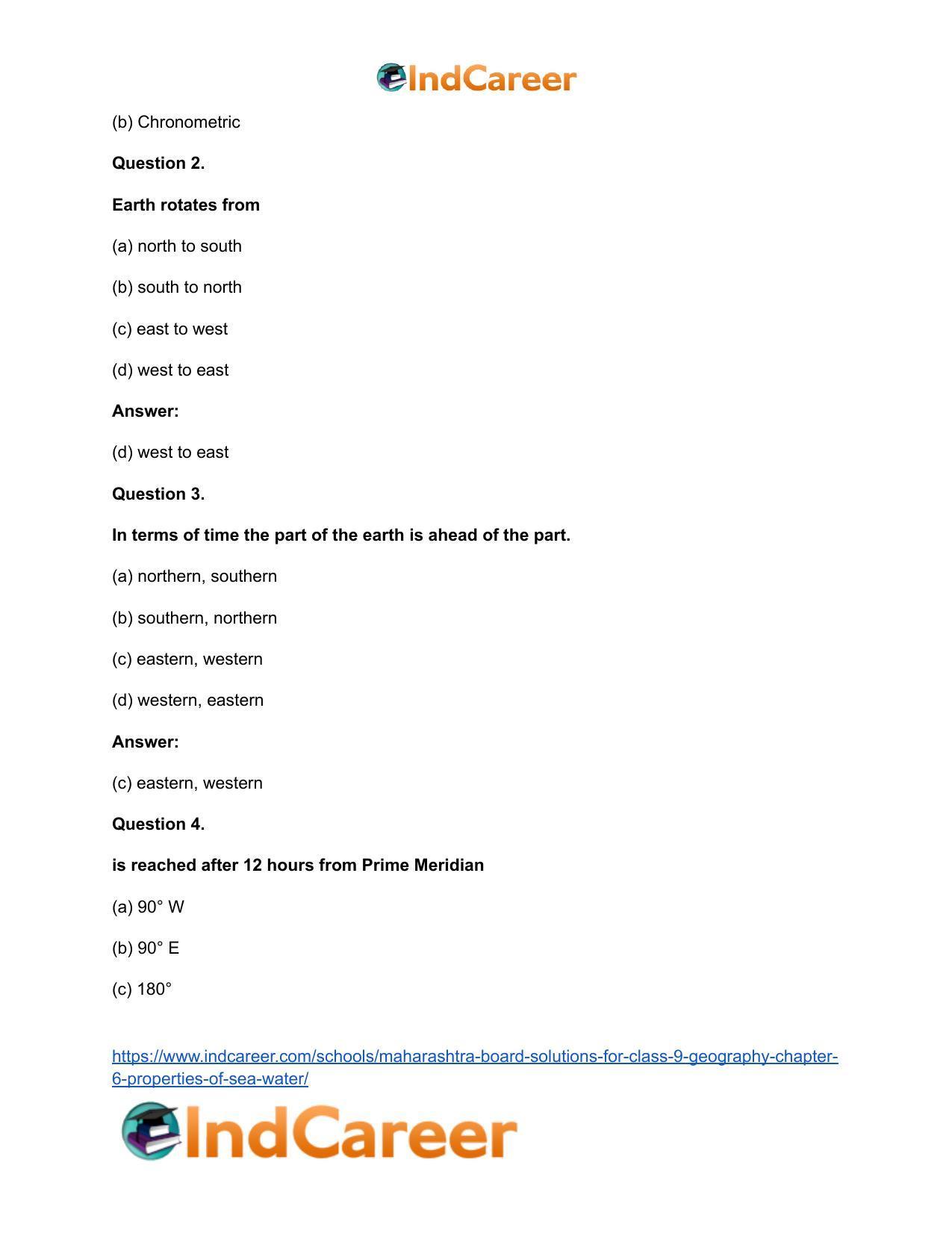 Maharashtra Board Solutions for Class 9- Geography: Chapter 7- International Date Line - Page 18