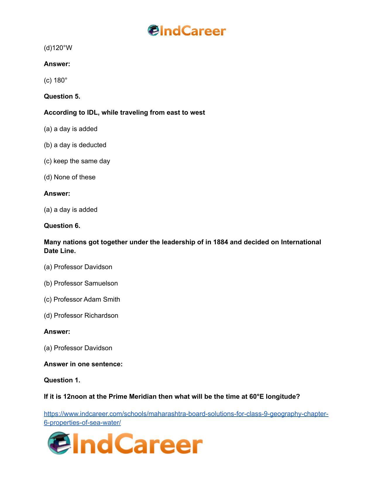 Maharashtra Board Solutions for Class 9- Geography: Chapter 7- International Date Line - Page 19