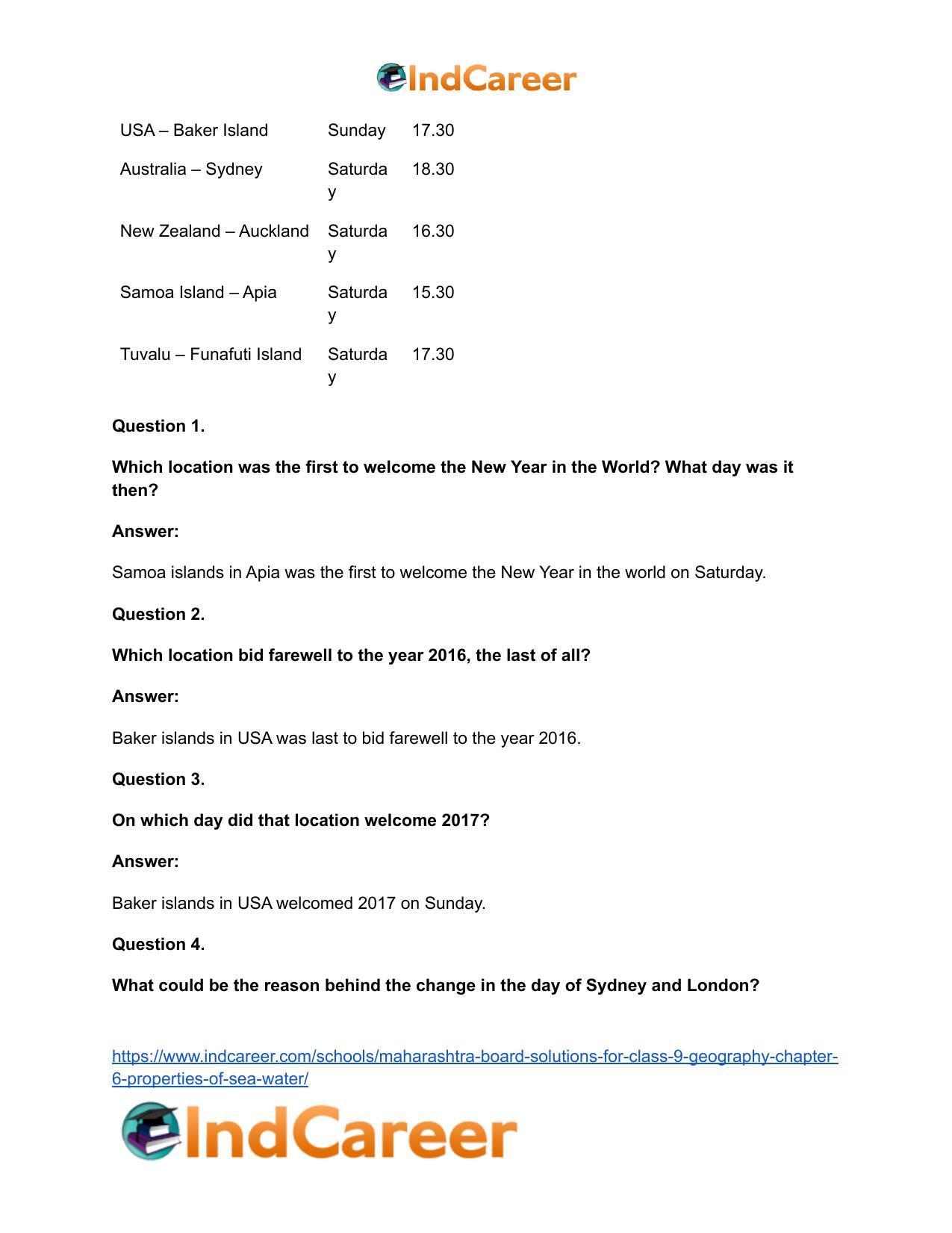 Maharashtra Board Solutions for Class 9- Geography: Chapter 7- International Date Line - Page 21