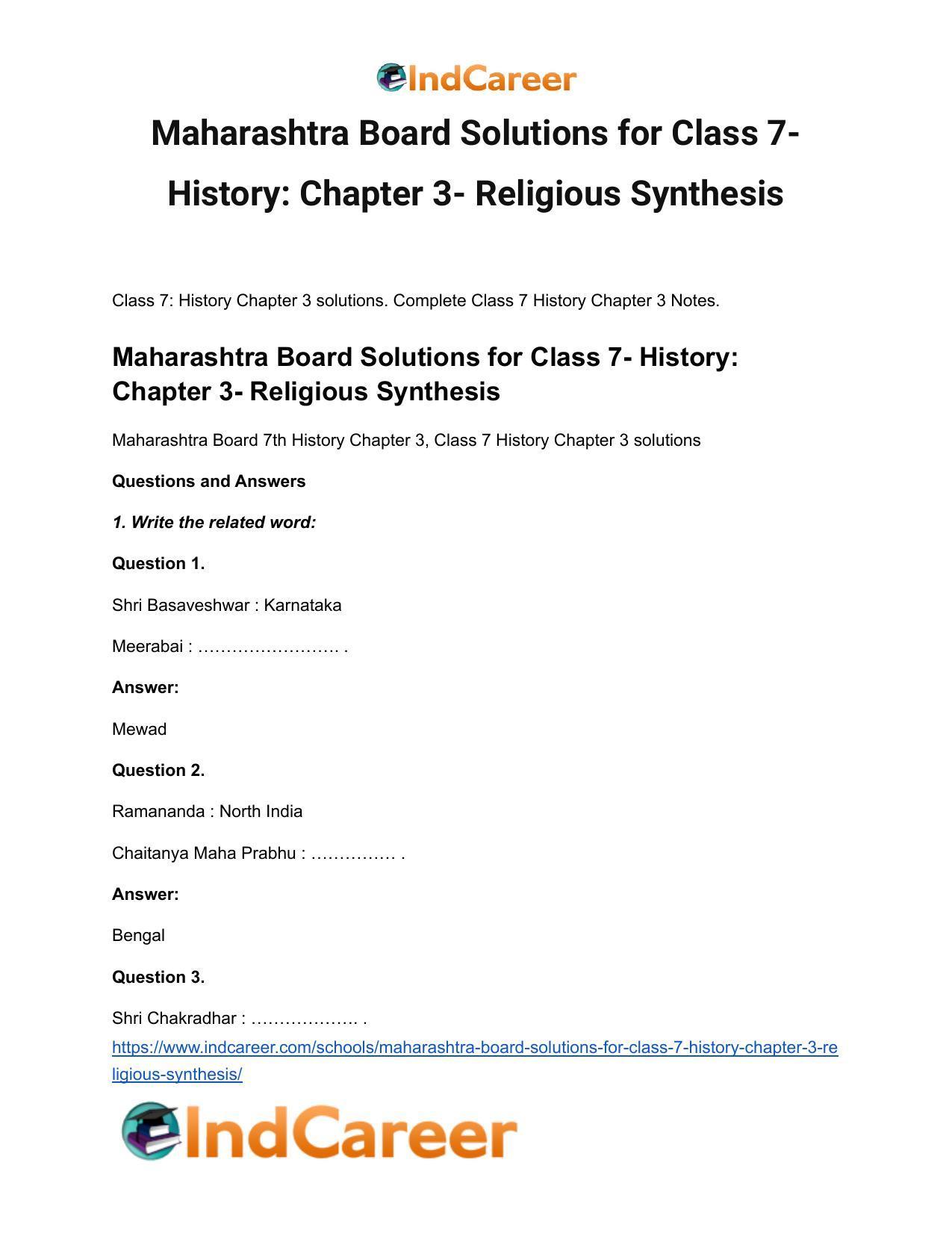 Maharashtra Board Solutions for Class 7- History: Chapter 3- Religious Synthesis - Page 2