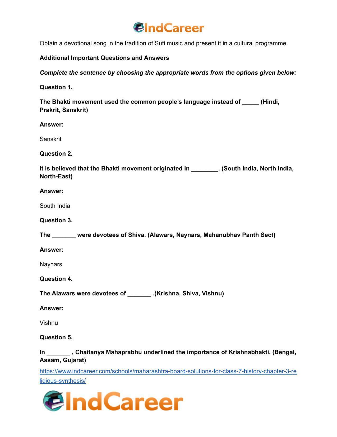 Maharashtra Board Solutions for Class 7- History: Chapter 3- Religious Synthesis - Page 7