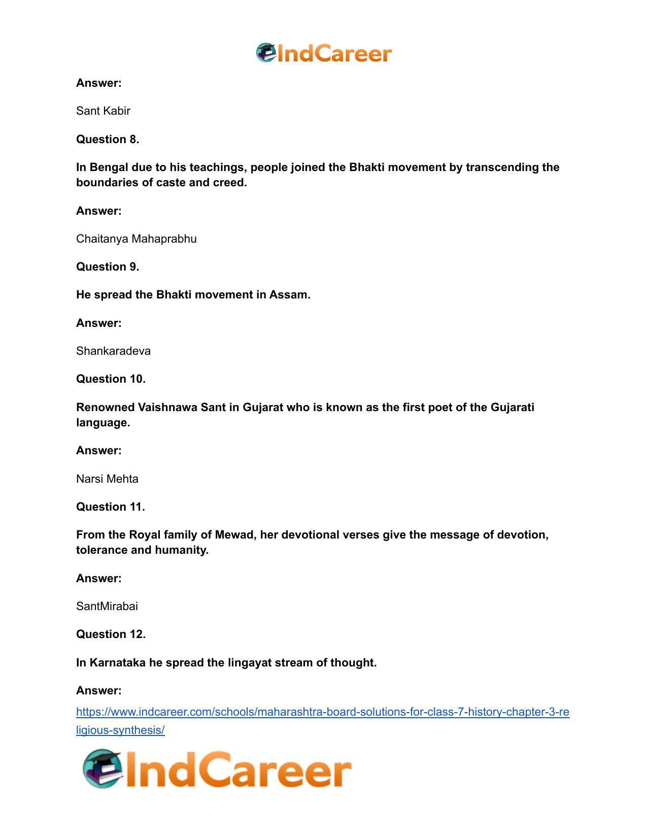 Maharashtra Board Solutions for Class 7- History: Chapter 3- Religious Synthesis - Page 12