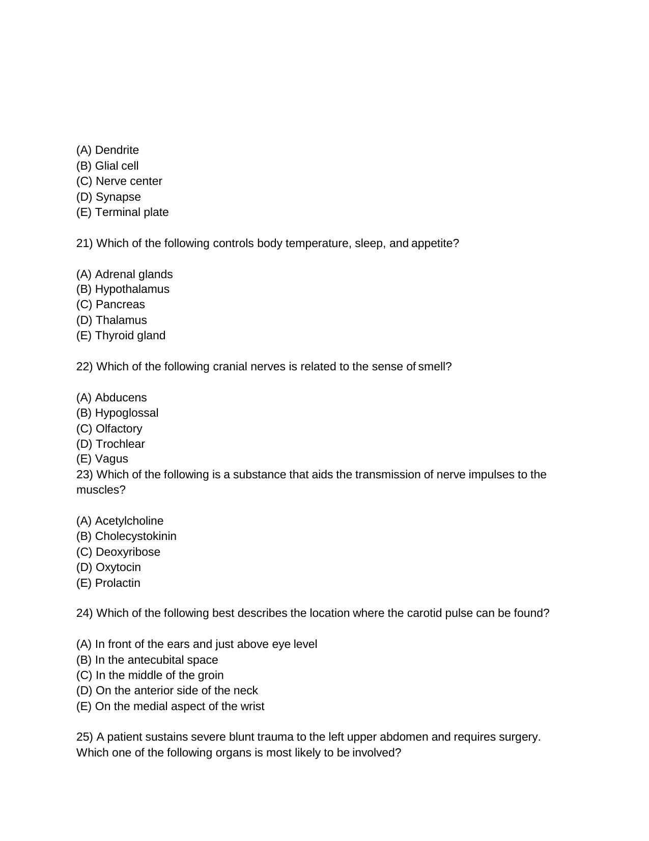 INI CET Anatomy and Physiology Practice Paper - Page 5