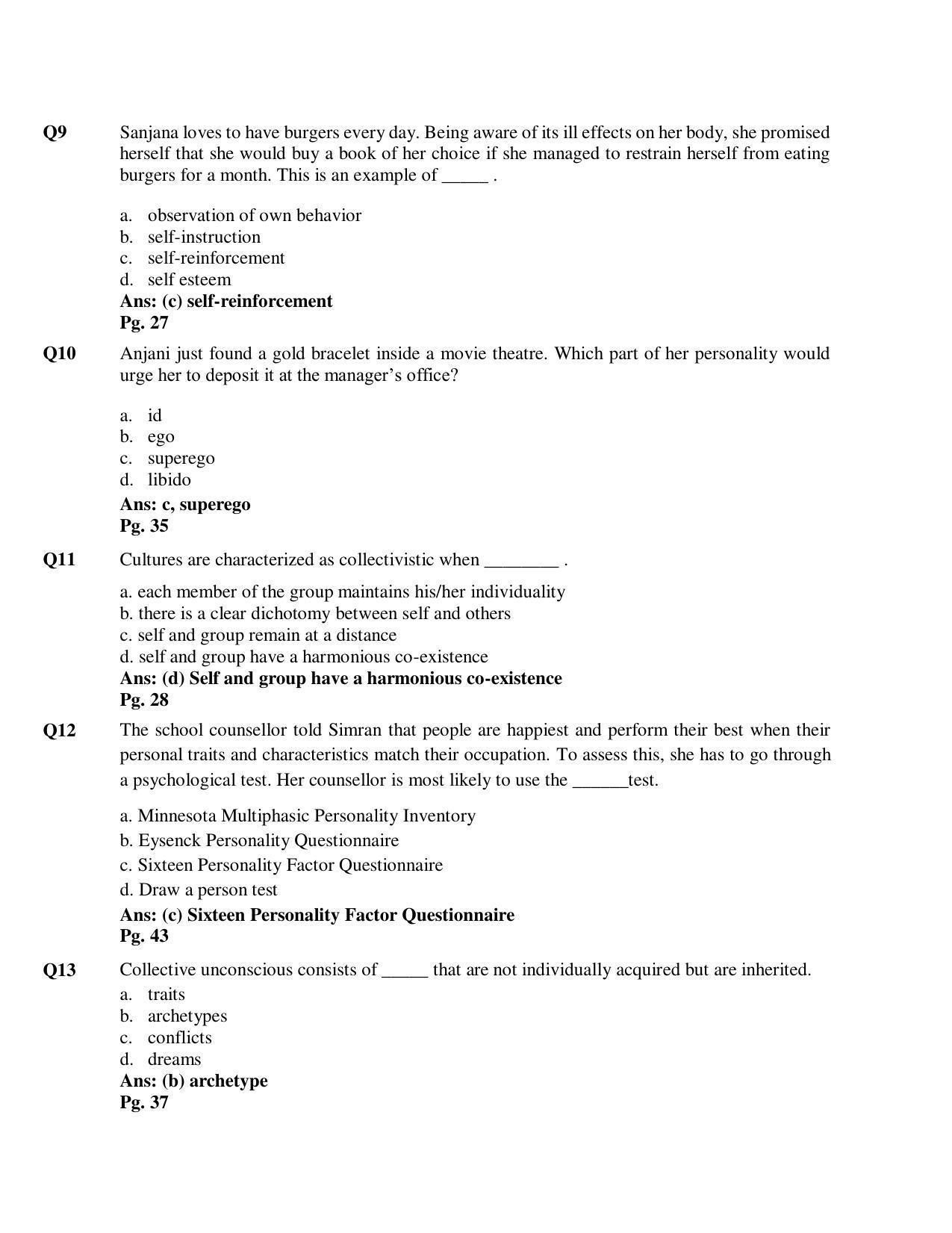 CBSE Class 12th Psychology Sample Question Paper Answer Key 2021-22 - Page 3