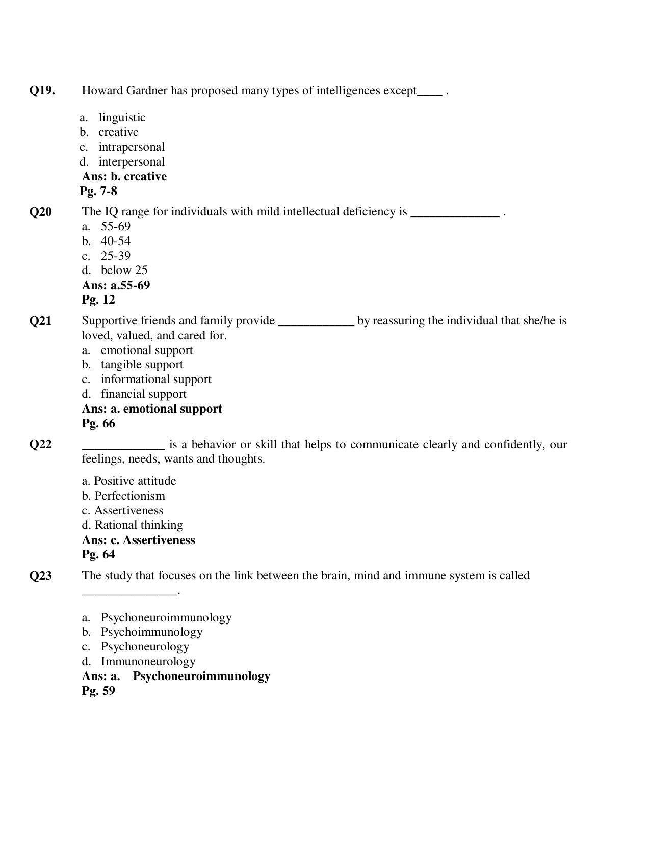 CBSE Class 12th Psychology Sample Question Paper Answer Key 2021-22 - Page 5