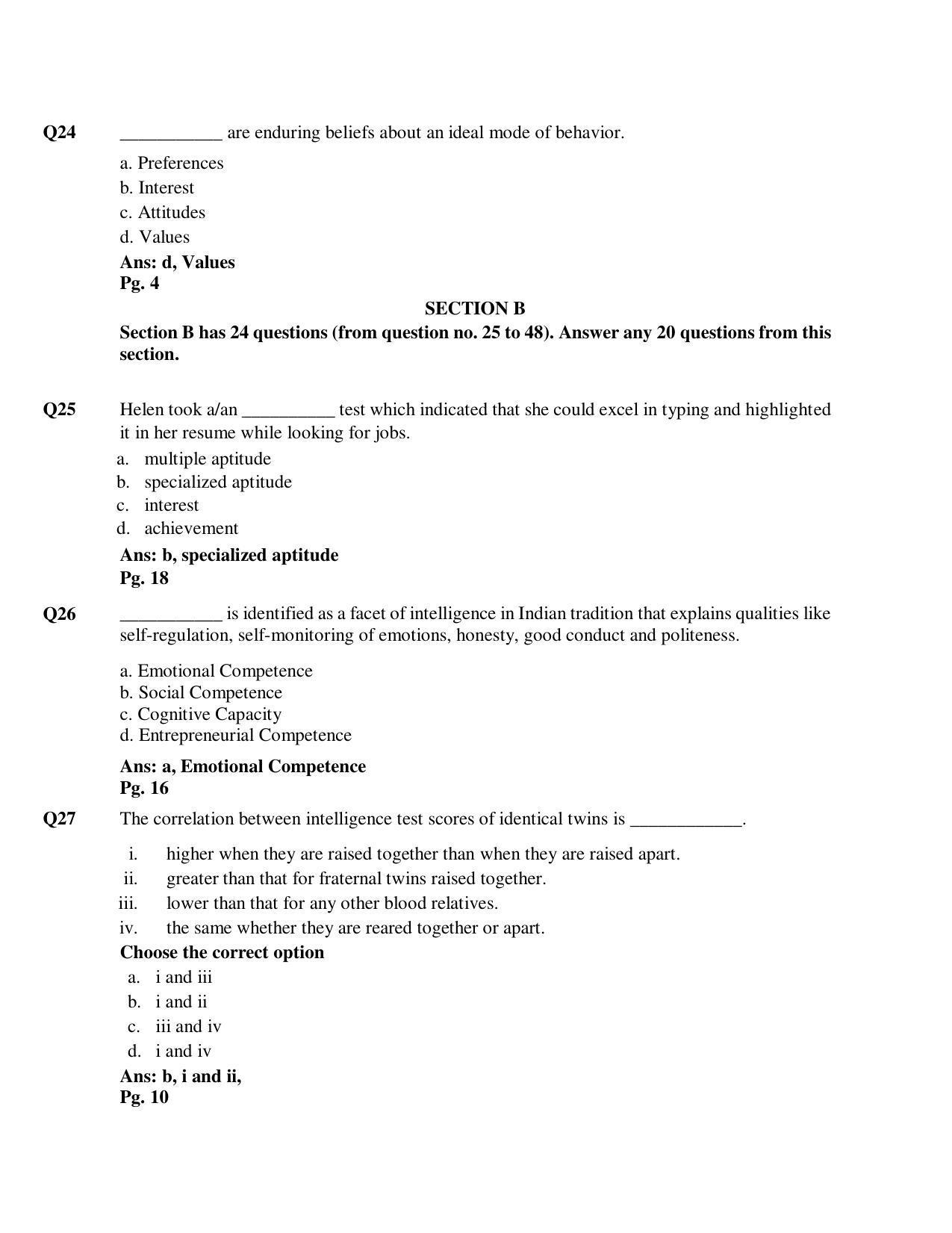 CBSE Class 12th Psychology Sample Question Paper Answer Key 2021-22 - Page 6
