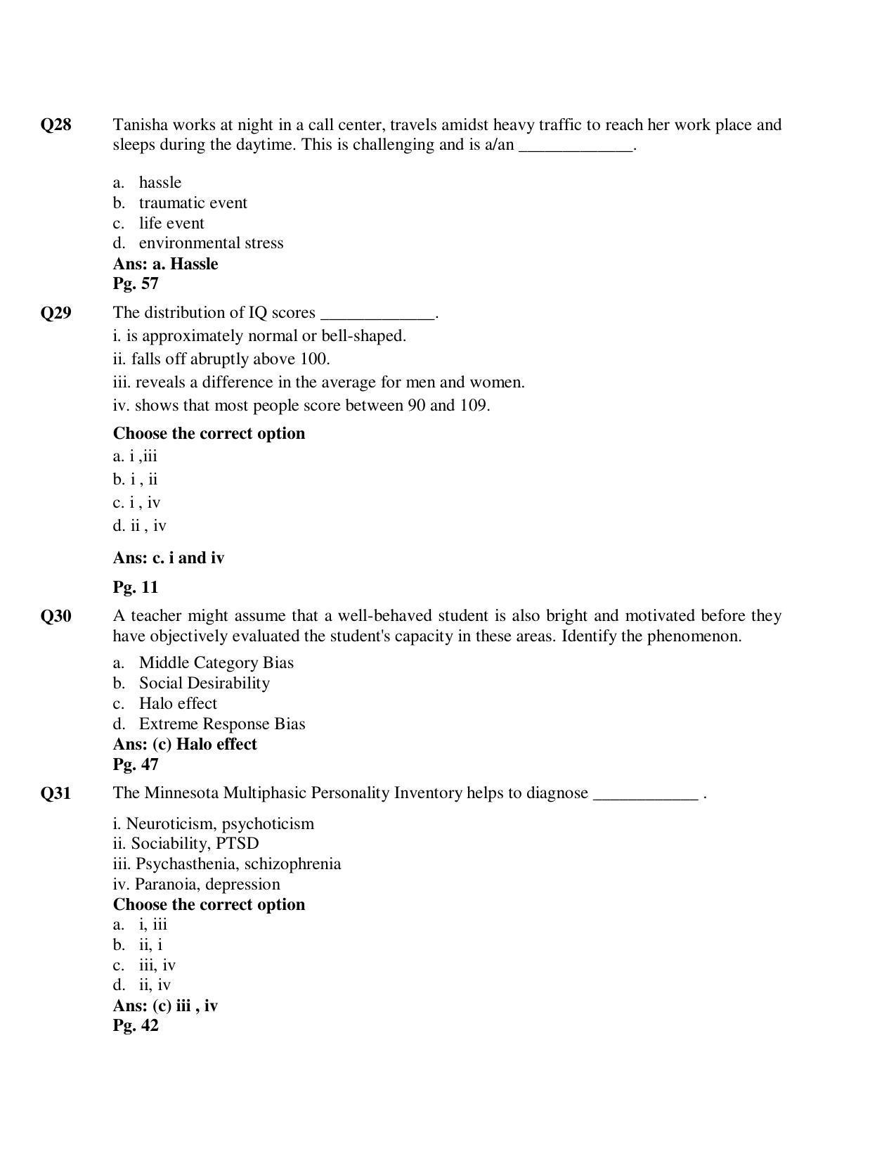 CBSE Class 12th Psychology Sample Question Paper Answer Key 2021-22 - Page 7