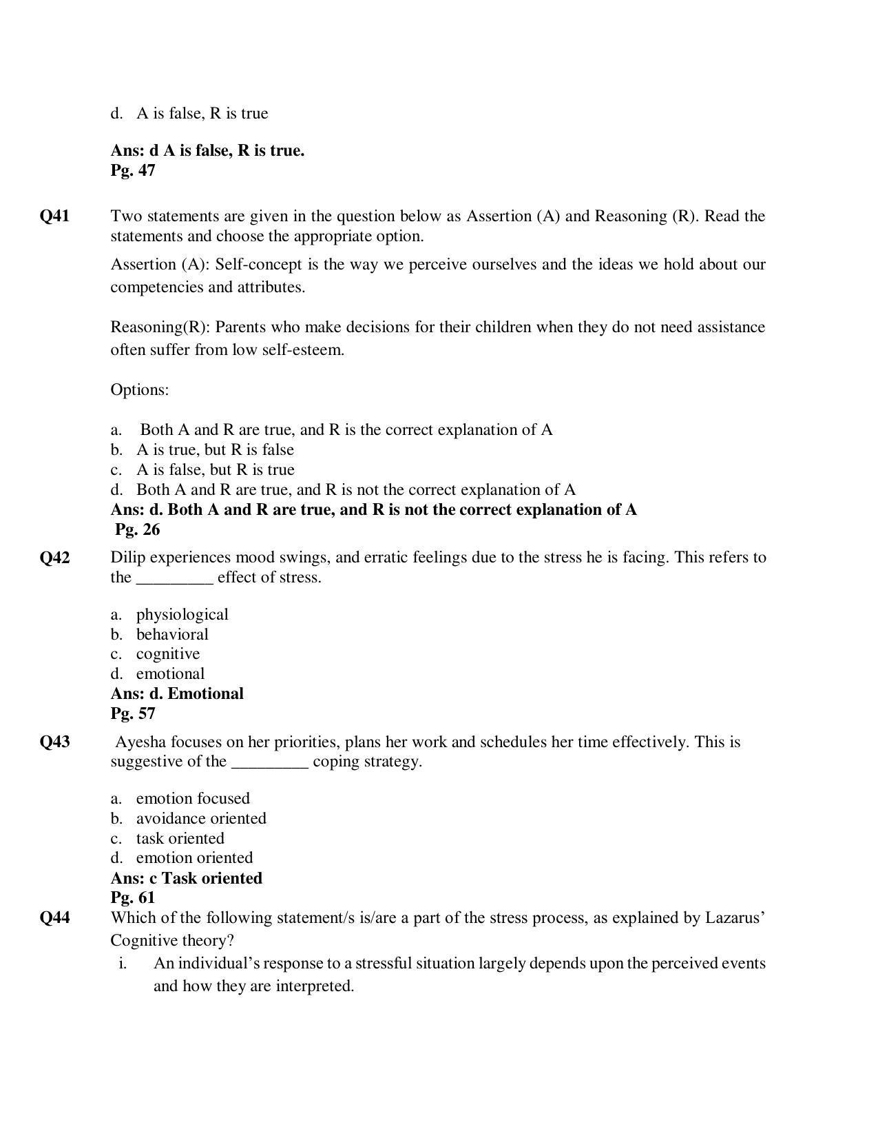 CBSE Class 12th Psychology Sample Question Paper Answer Key 2021-22 - Page 11
