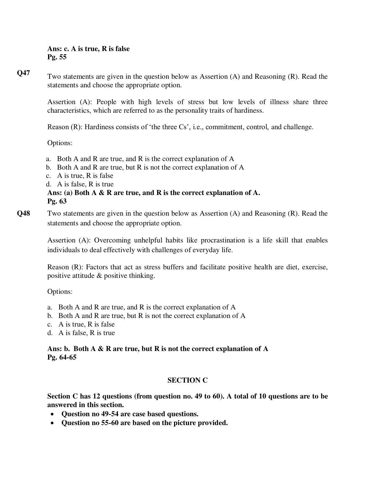 CBSE Class 12th Psychology Sample Question Paper Answer Key 2021-22 - Page 13